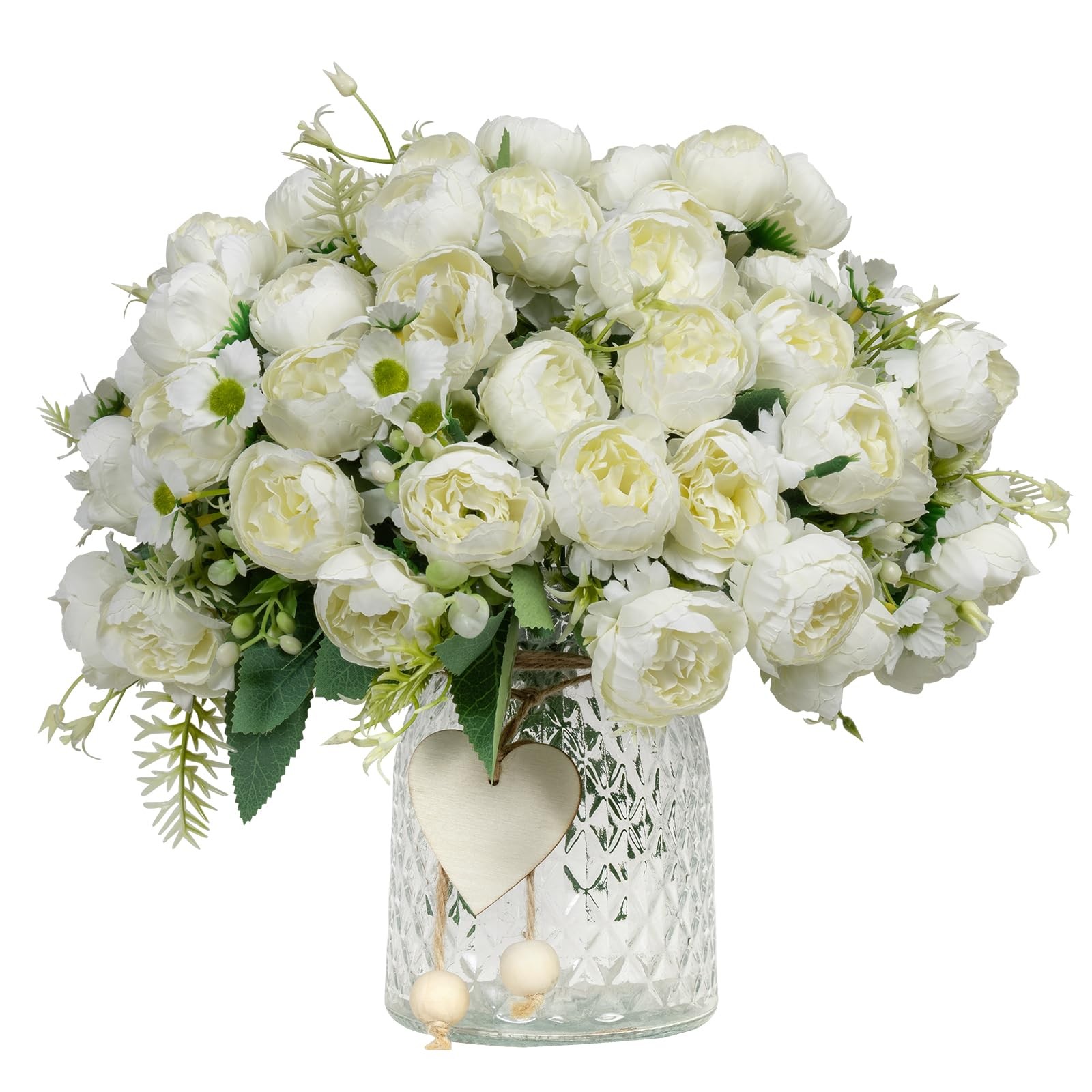 6 Pack Cream Artificial Fake Peonies Flower Bouquets For Wedding Decor