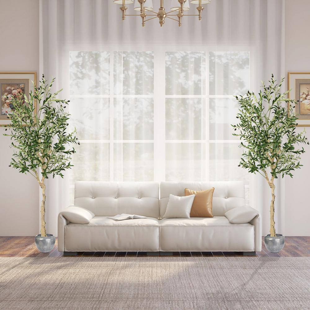 6 Ft. Tall Artificial Olive Tree Faux Olive Plants for Indoor and Outdoor (2- Pa