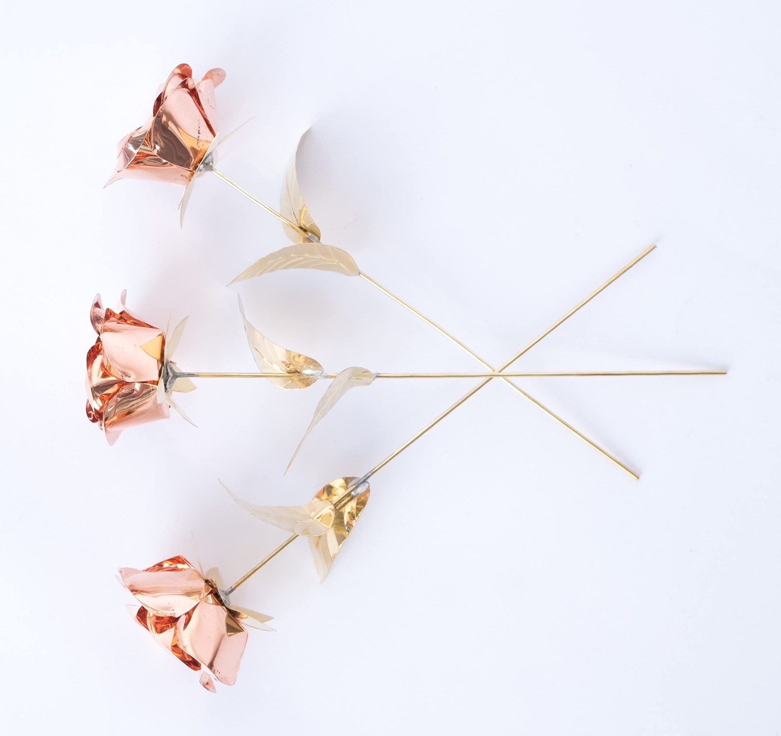 6.5 Inch Golden Metal Rose, Hand Forged Copper Rose Sculpture, Anniversary We…
