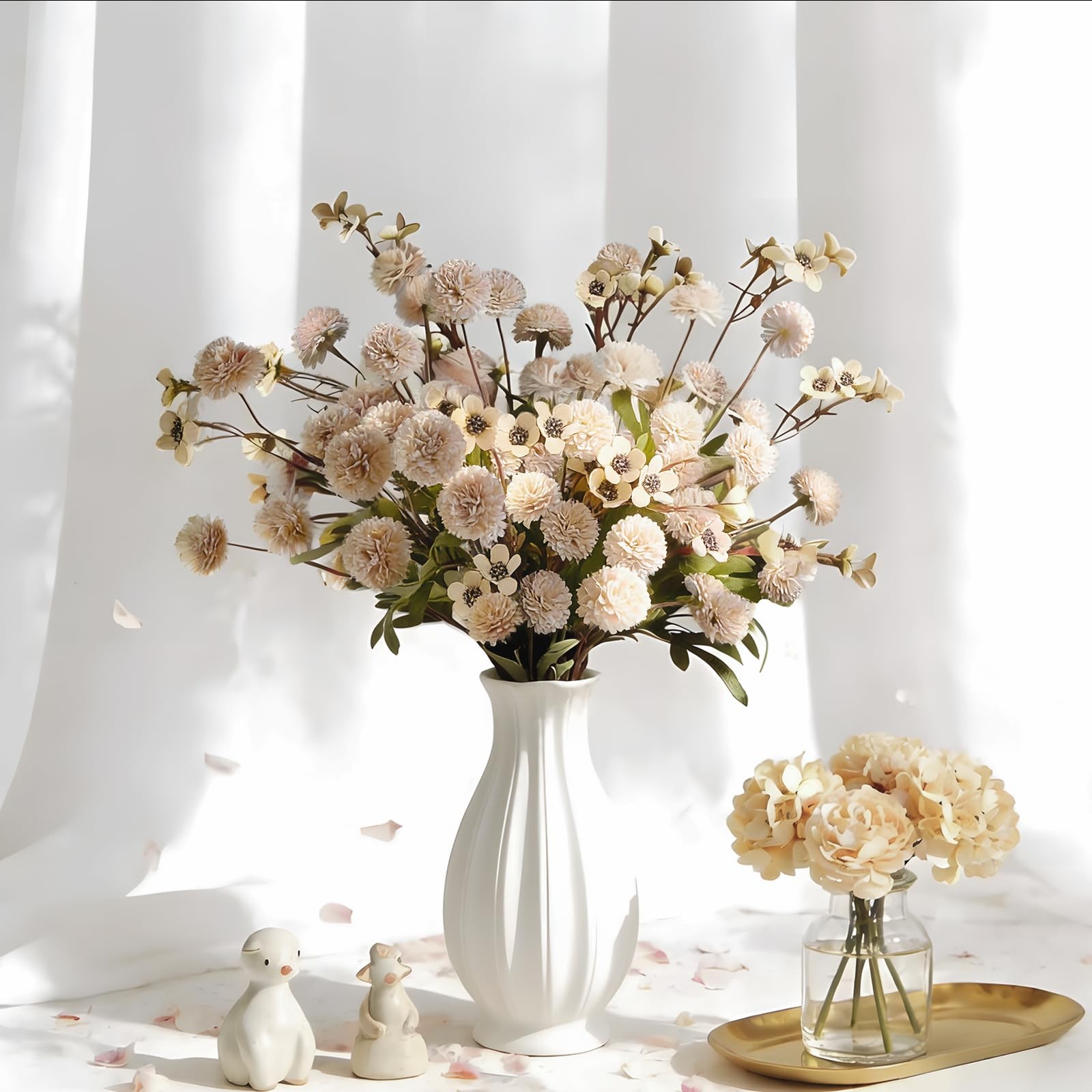 13Pcs Faux Kiku Flowers for Vase – Long Stem Artificial Flowers with Wax, Fak…