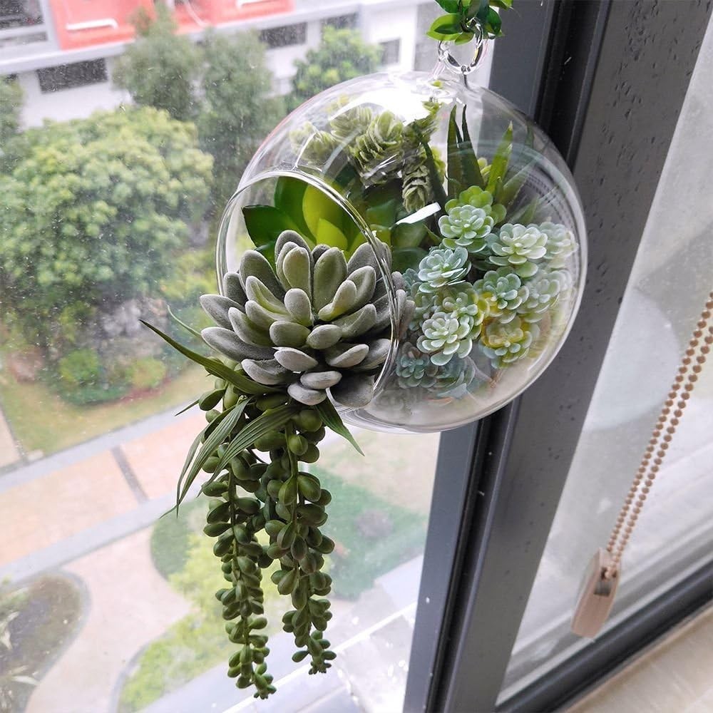 Fake Succulents Assorted 6 Pack Artificial Hanging Plants for Decor