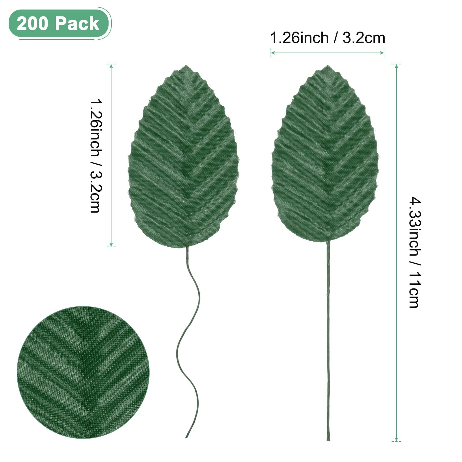 200-Pack Artificial Silk Leaf, Faux Wire Single Leaves, Fake Flower Leaf with…