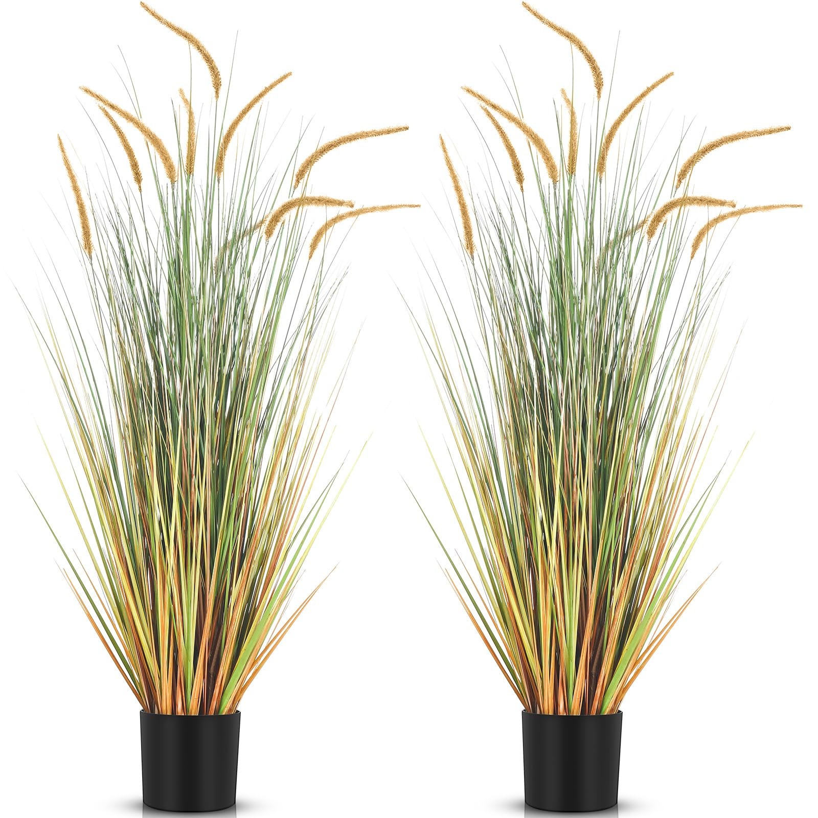Best Jexine 2 Pieces Faux Plants Outdoor 4 ft Tall Artificial Grass Plant Potted