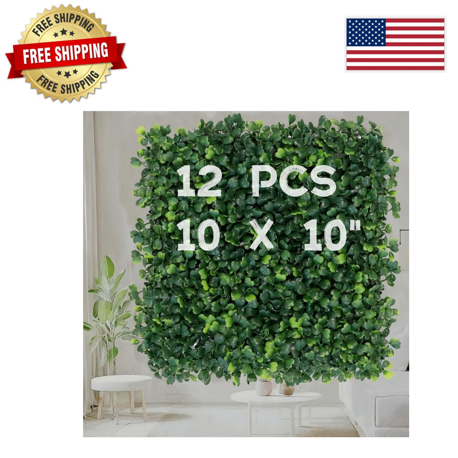 Zero Maintenance 10″x10″ Grass Wall Panels – Perfect for Indoor & Outdoor Use