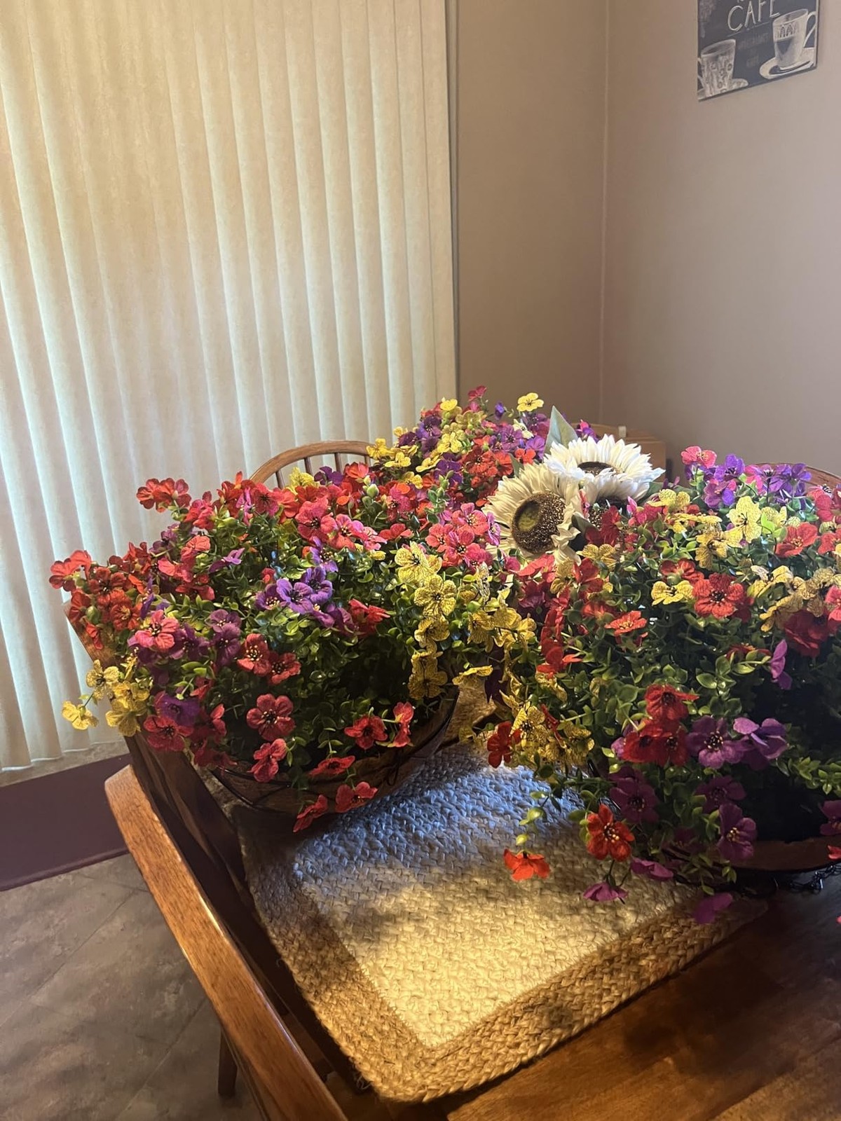 Lamsze Artificial Faux Hanging Plants Flowers Basket for Summer Autumn, Color…