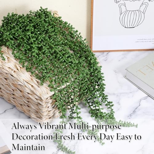 8 Pcs Artificial Succulents Hanging Plants, 27.6 Inch Fake String of Pearls