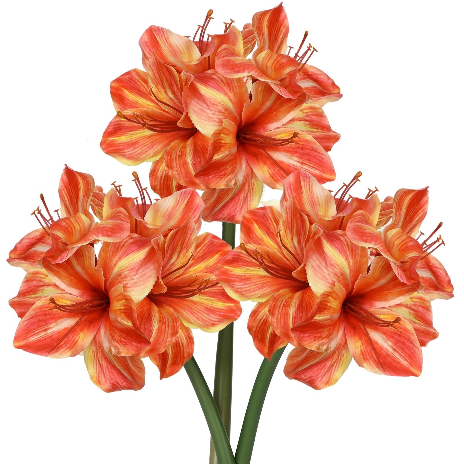 3PCS Amaryllis Artificial Flowers 17.3 Inch Faux Amaryllis Flowers Stems with…