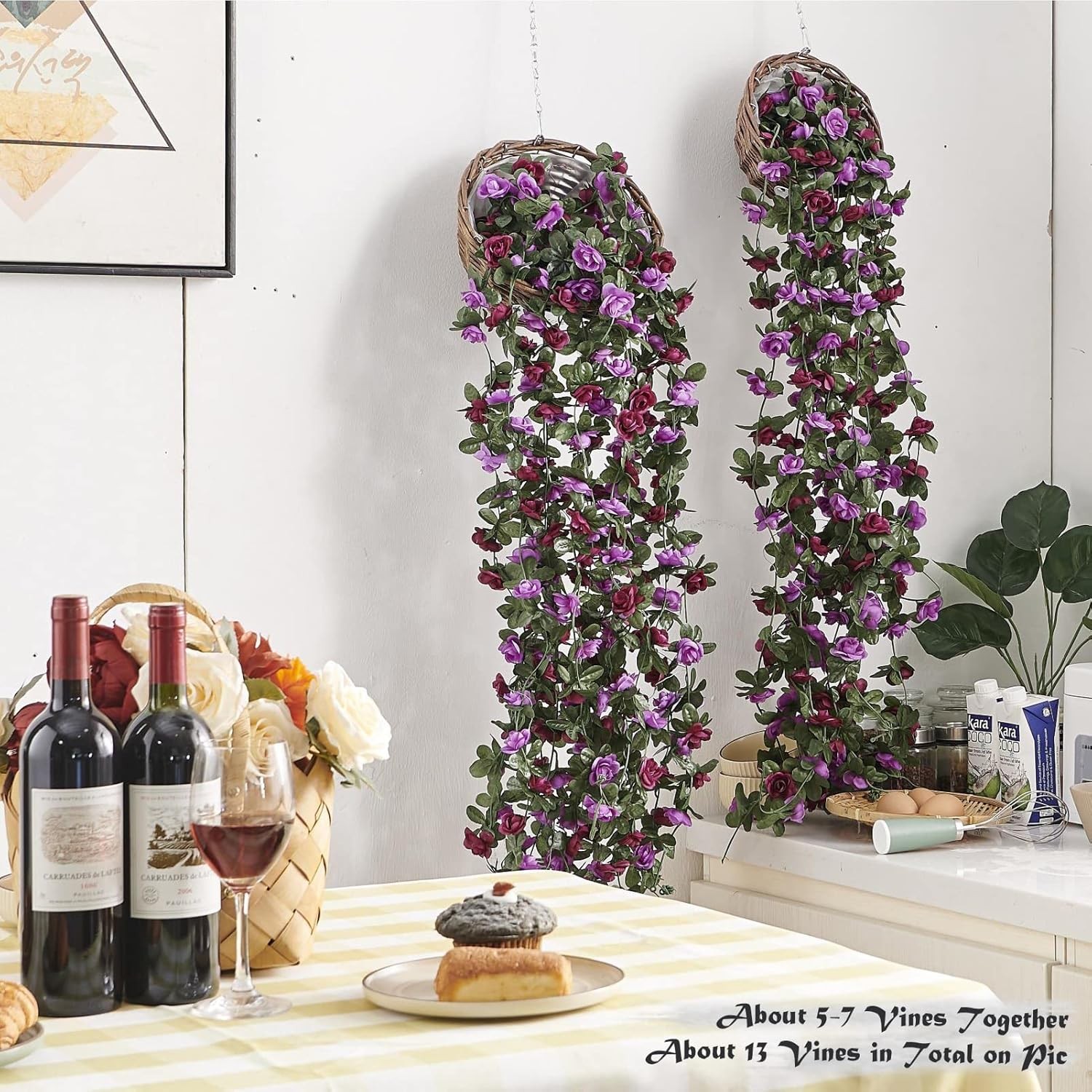 9Strands 8.2ft Artificial Flower Garland Fake Rose Vines for Wedding Party Decor