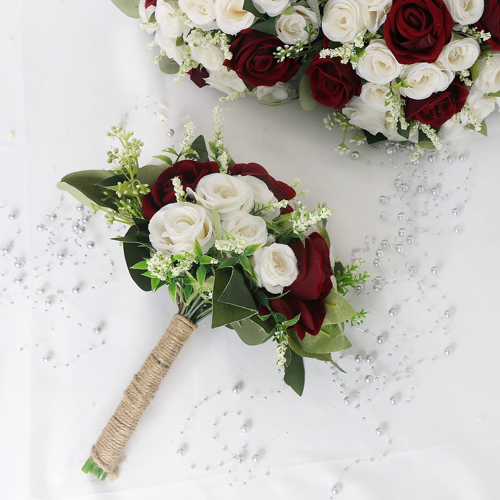 HOMENERGY Bridesmaid Bouquet Flower for Wedding – 7 Inch Artificial Flower Bo…