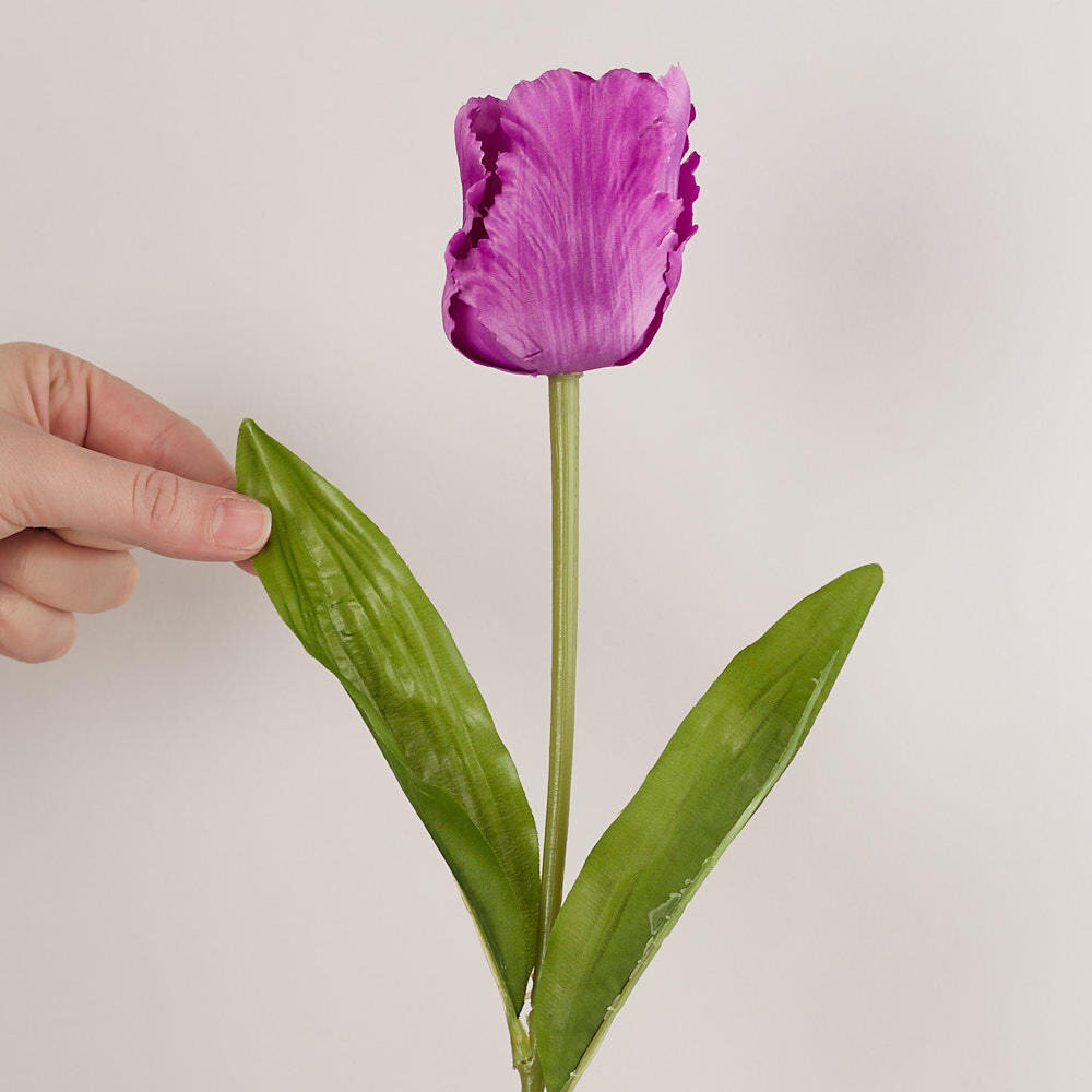 Package of 6 Realistic Spring Faux Light Purple Parrot Tulip Stems