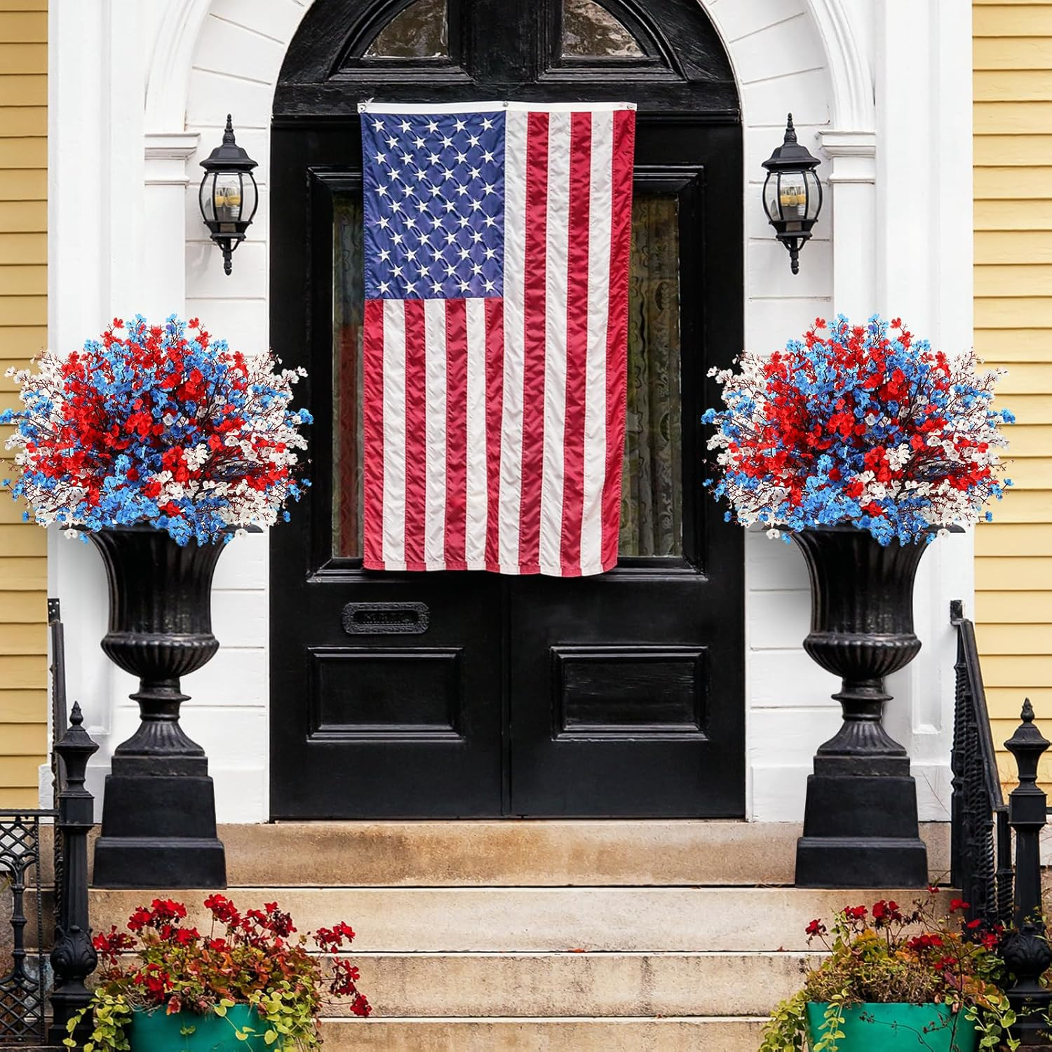 24 Pcs Red Blue White Patriotic Artificial Flowers 4Th of July 250Th Anniversary