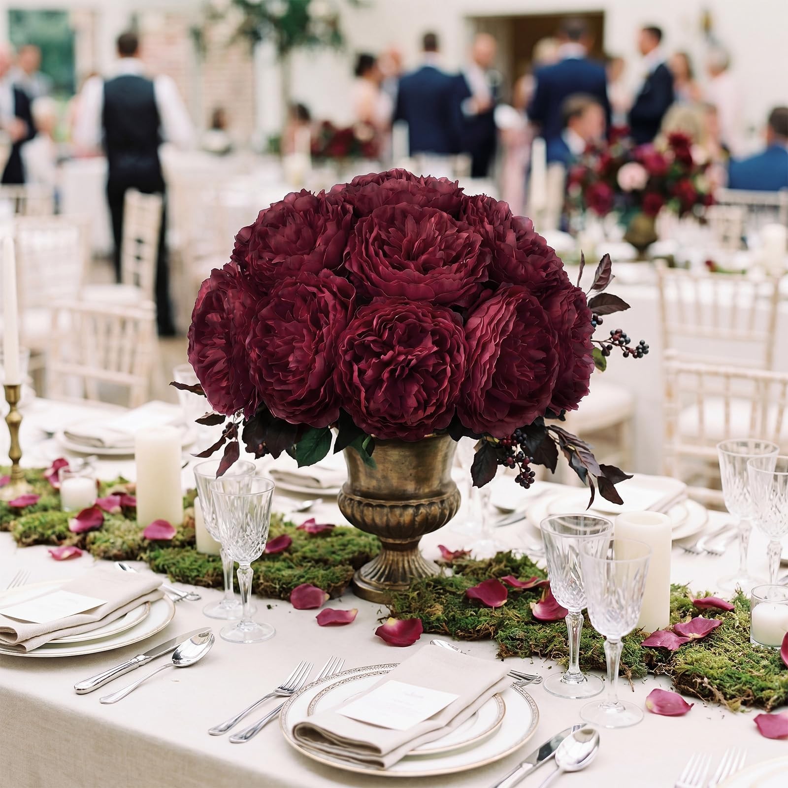 50 PCS 4.7 Inch Artificial Burgundy Peony Rose Heads Fake Flower Decor