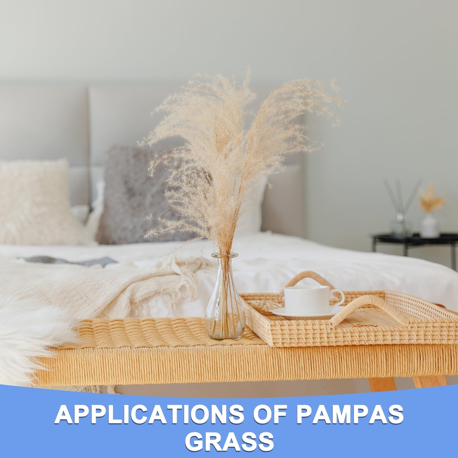 17.7-inch White Faux Pampas Grass 3 Pack Artificial Stems for Vase Filler
