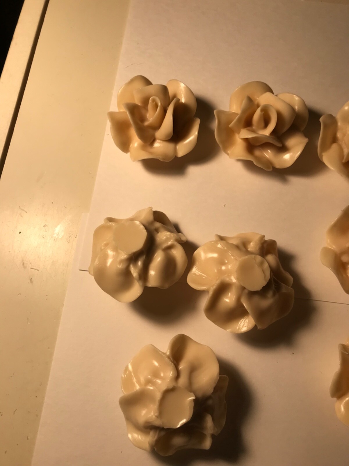 VVV Lot of 50 White Cream Colored Hard Plastic Roses Flowers