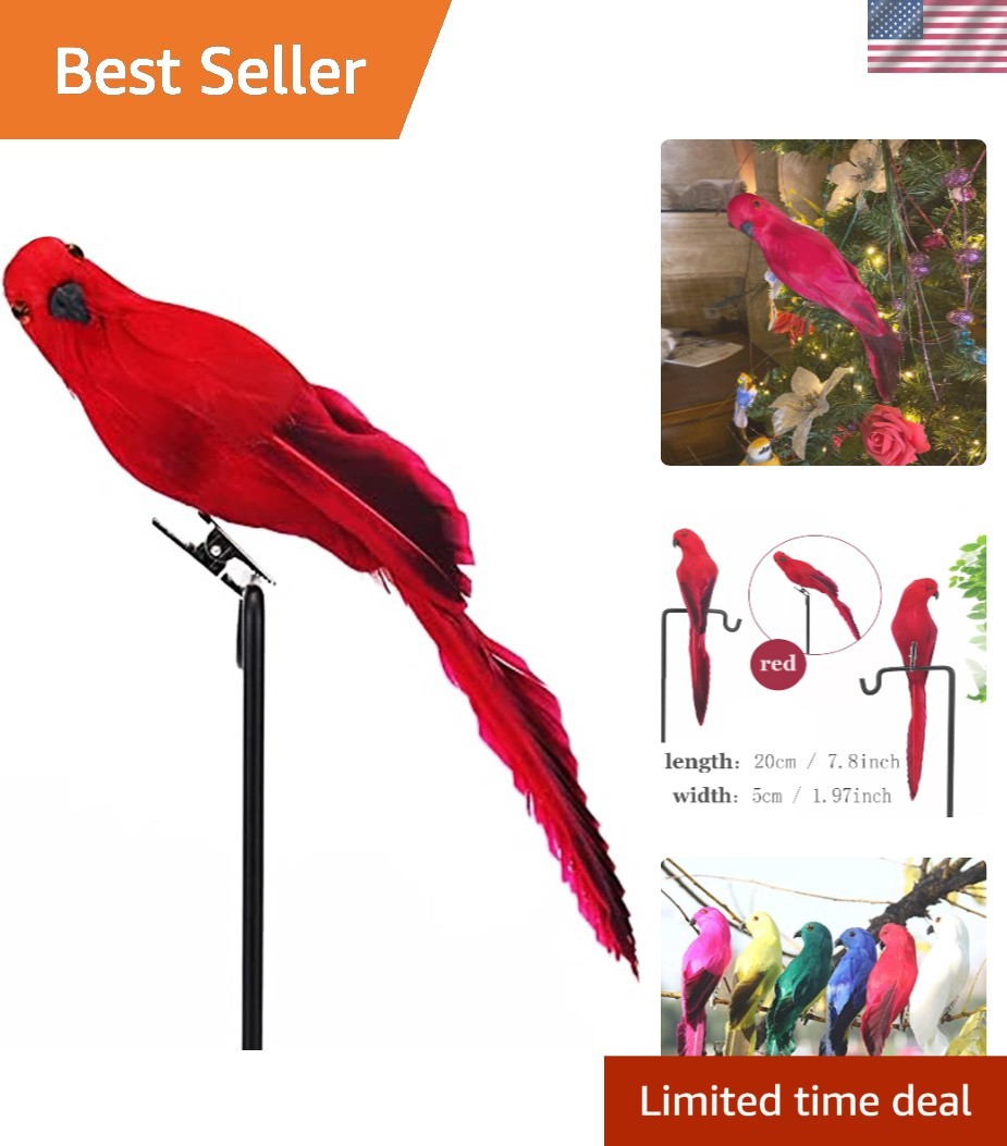 7.8″ Realistic Red Foam Feathered Parrot Clip-On for Costumes & Decor