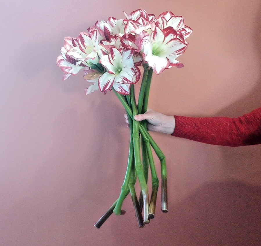 Silk flower Amaryllis Stems 7 Stalks Approximately 29″ Beautiful, Stems AS IS