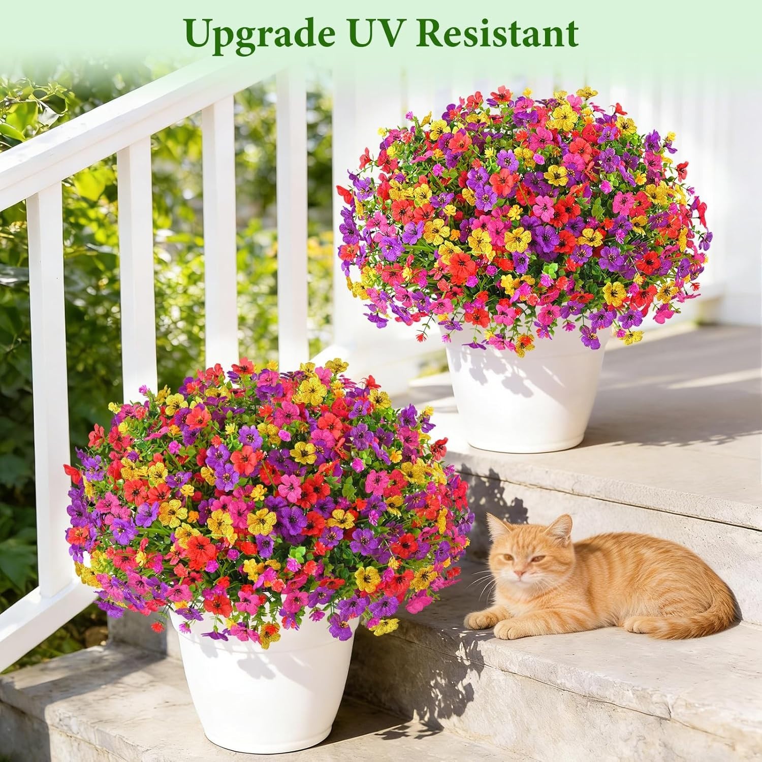 Vibrant 14 Bundles of UV Resistant Artificial Outdoor Flowers for All Seasons
