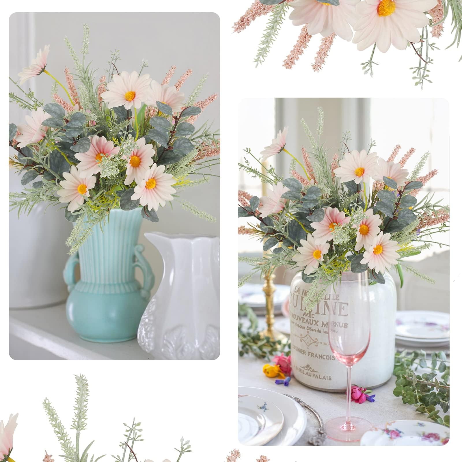 2 Bundles Artificial Wildflowers Fake Daisy Flowers Bouquet Silk Flower with …