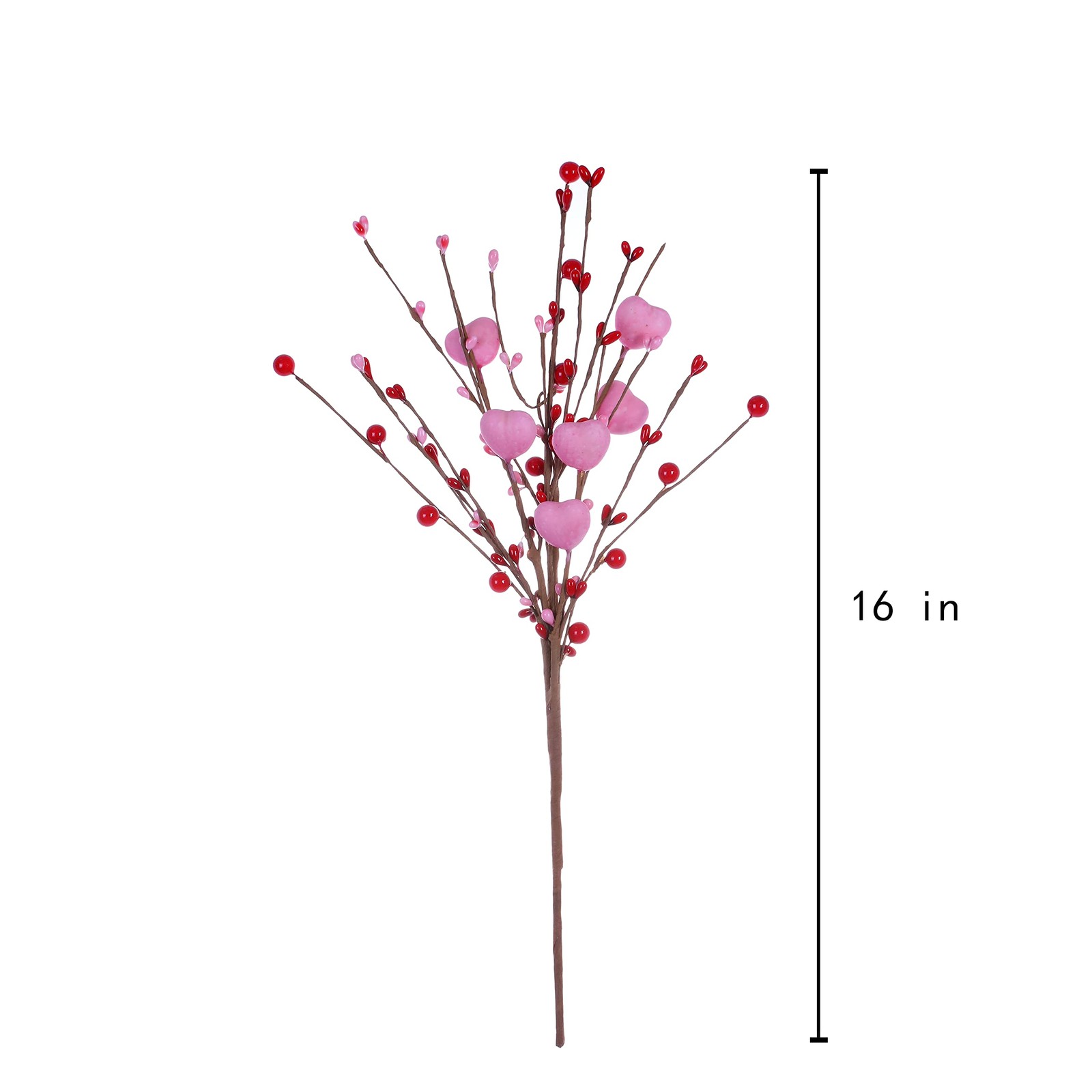Artificial Valentines Day Decorations Pink Heart Picks Red Pink Berries 6 PCS