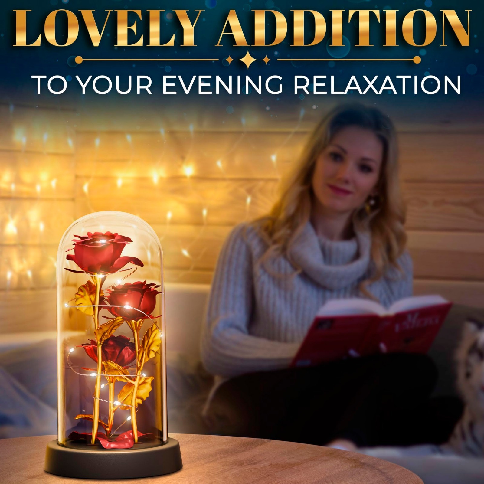 LED Light Up Rose in Glass Dome Gift Box – Romantic Forever Flowers, Home Decor,