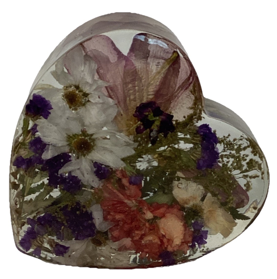 Large Standing Heart Resin Preserved Real Colorful Floral Flowers Home Decor
