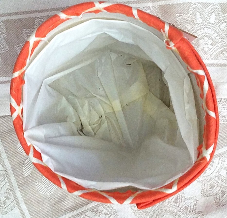 Fabric Planter Soft Flexible Lightweight Plastic Lining Orange White Buttons NWT
