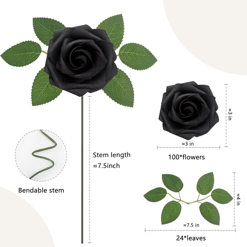 100pcs Artificial Foam Roses DIY Flower Arrangement Decor Wedding Party Home New