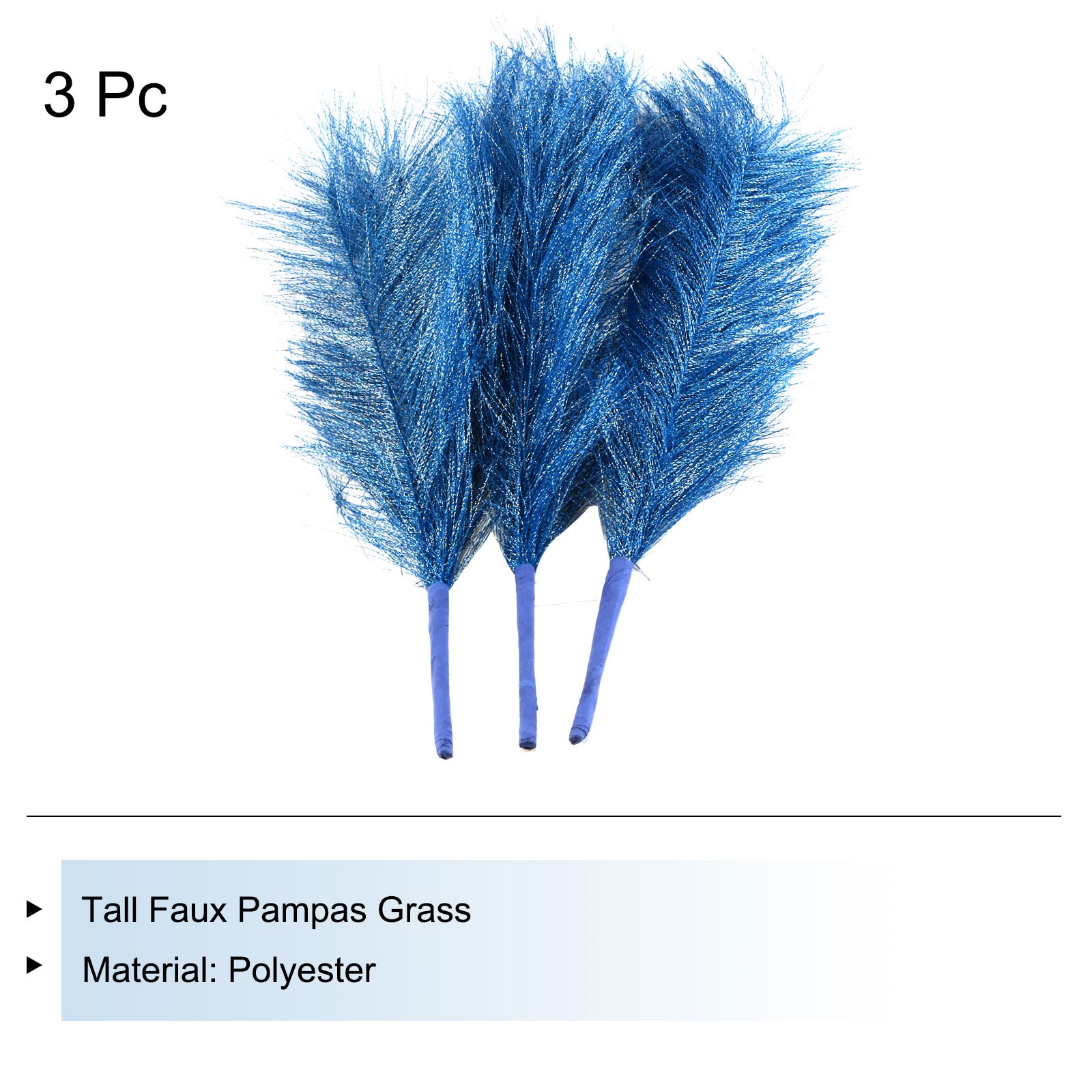 3Pcs Pampas Grass 17.7″ Fake Pampas Grass for Wedding Decoration Dark Blue