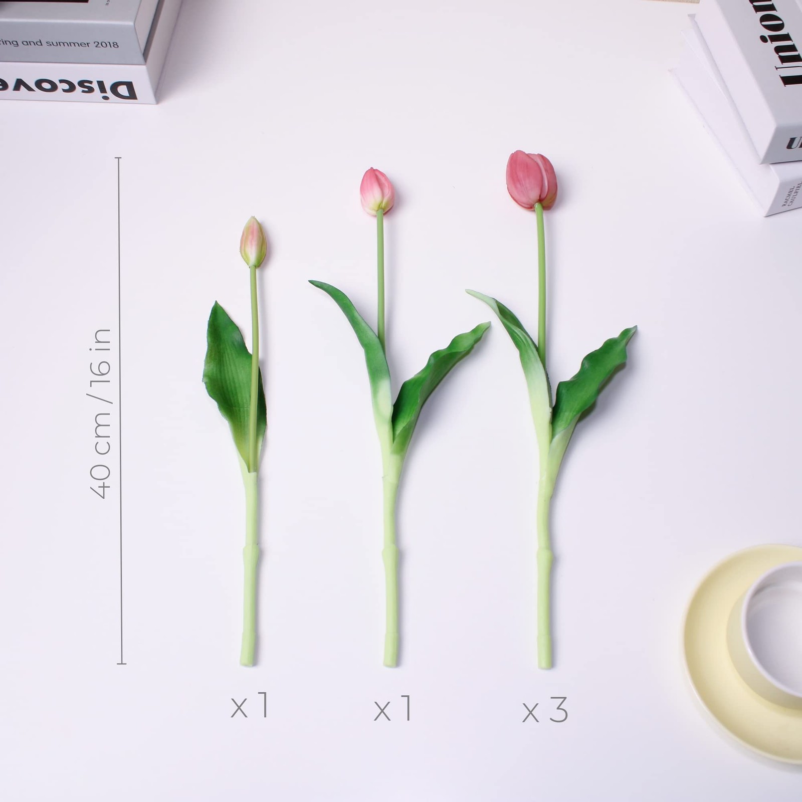 16-inch Premium Real Touch Fake Tulips, Artificial Flowers with Buds, Flexibl…