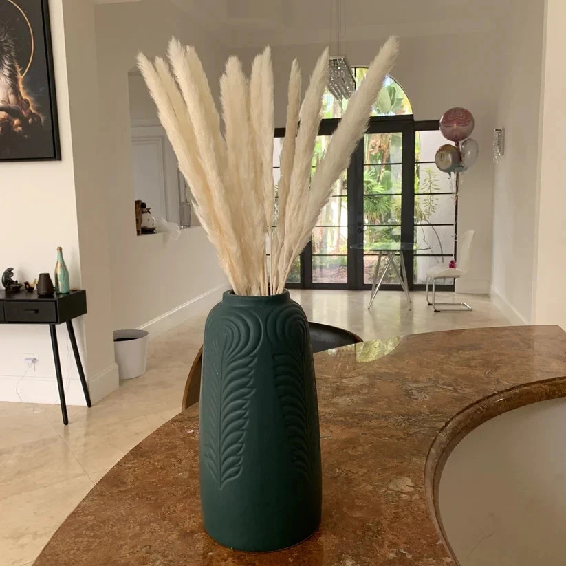 15 Stems Natural WhiteDried Pampas Grass – Fluffy Reed Grass for Home & Wedding