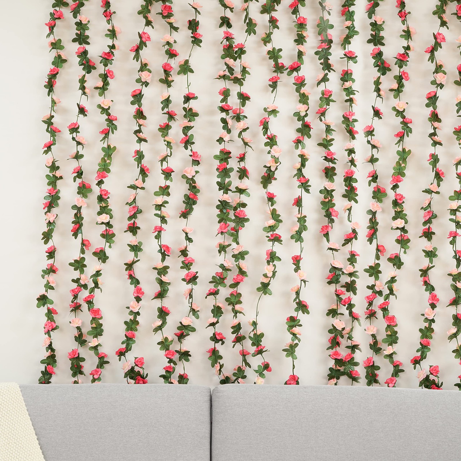 5Pcs 41Ft Flower Garland Artificial Rose Vines for Bedroom, Cute Fake Hanging…