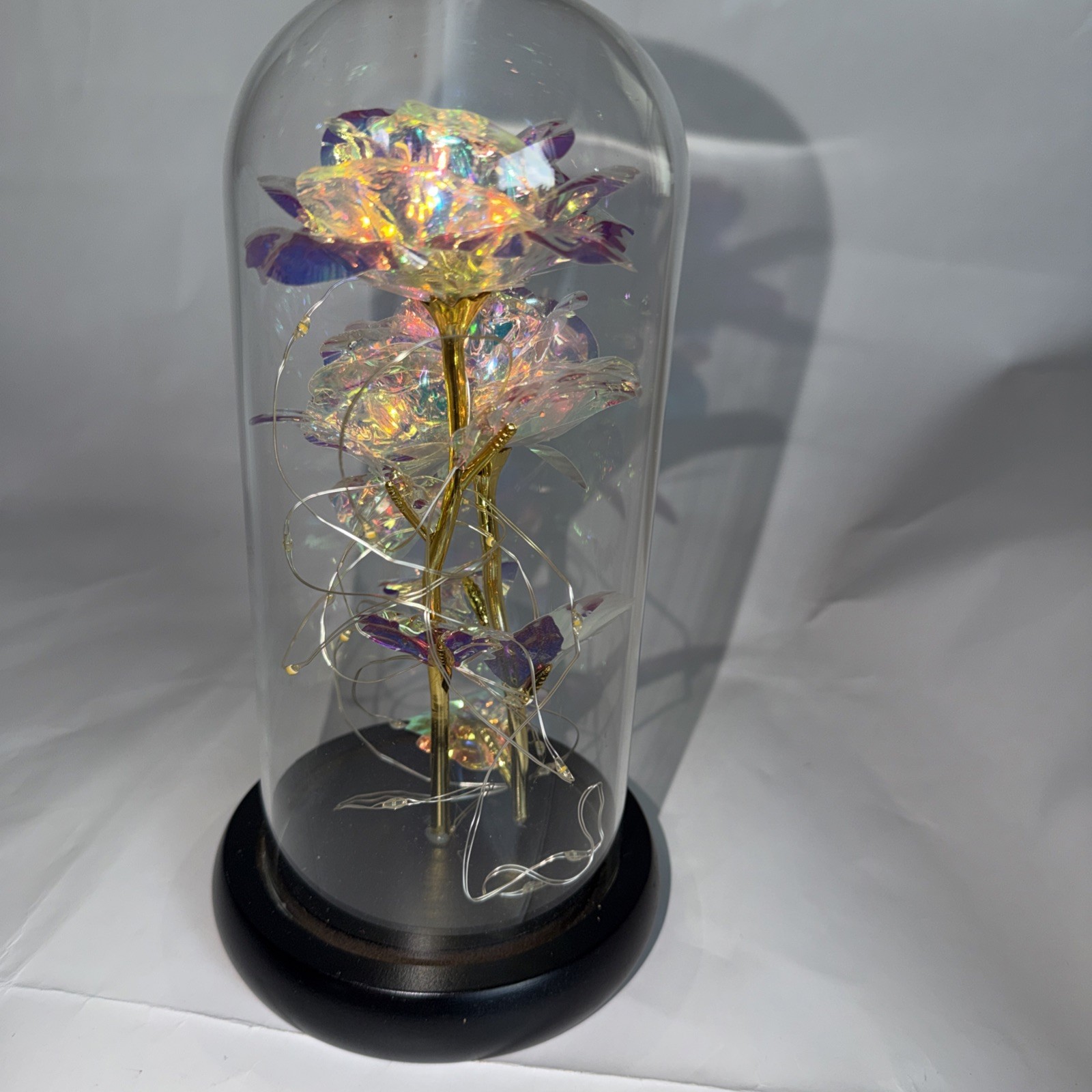 Iridescent Color Changing Flower In Glass Dome