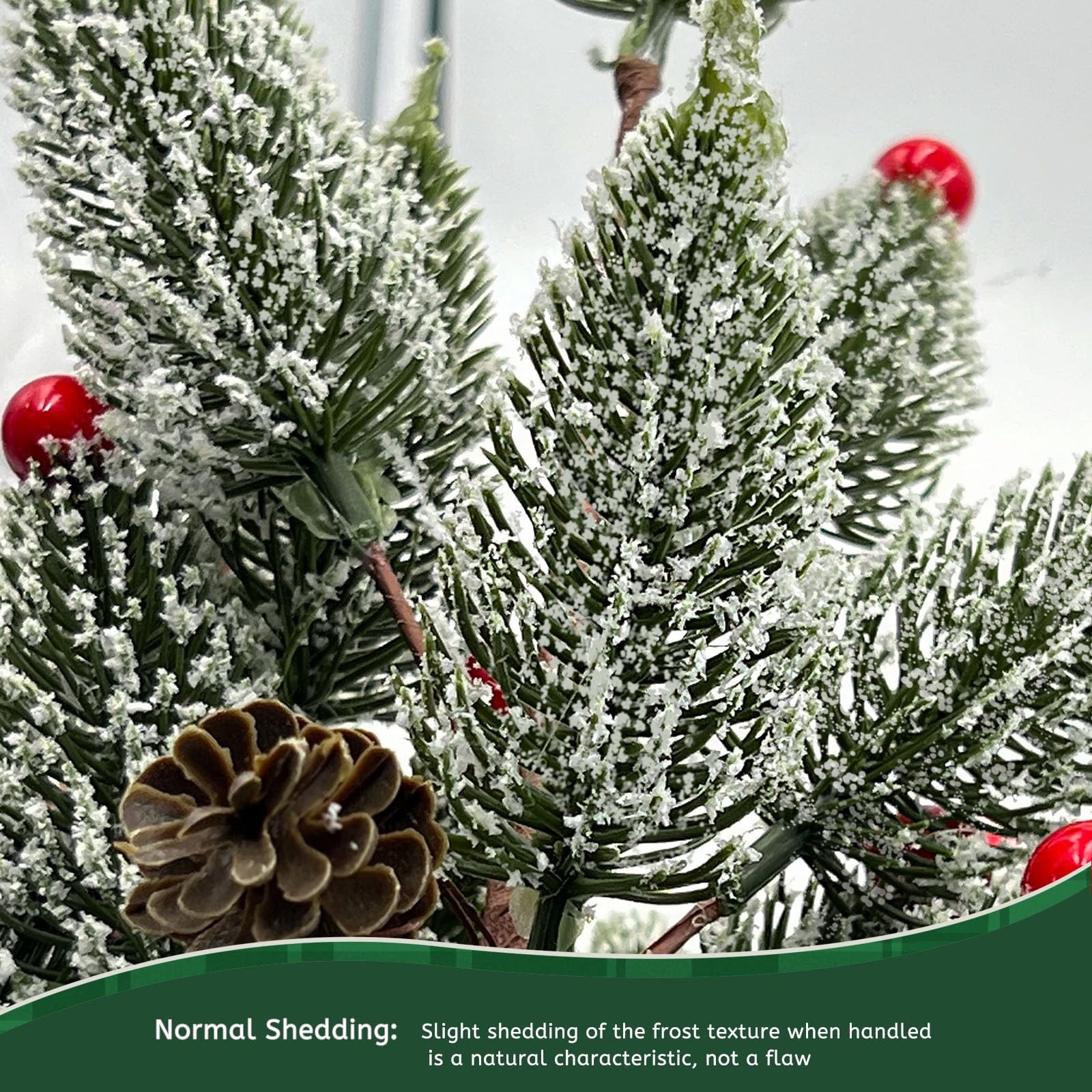 6PCS Frosted Norfolk Pine Stems with Mini Christmas Tree Shaped Needles, 15.7…