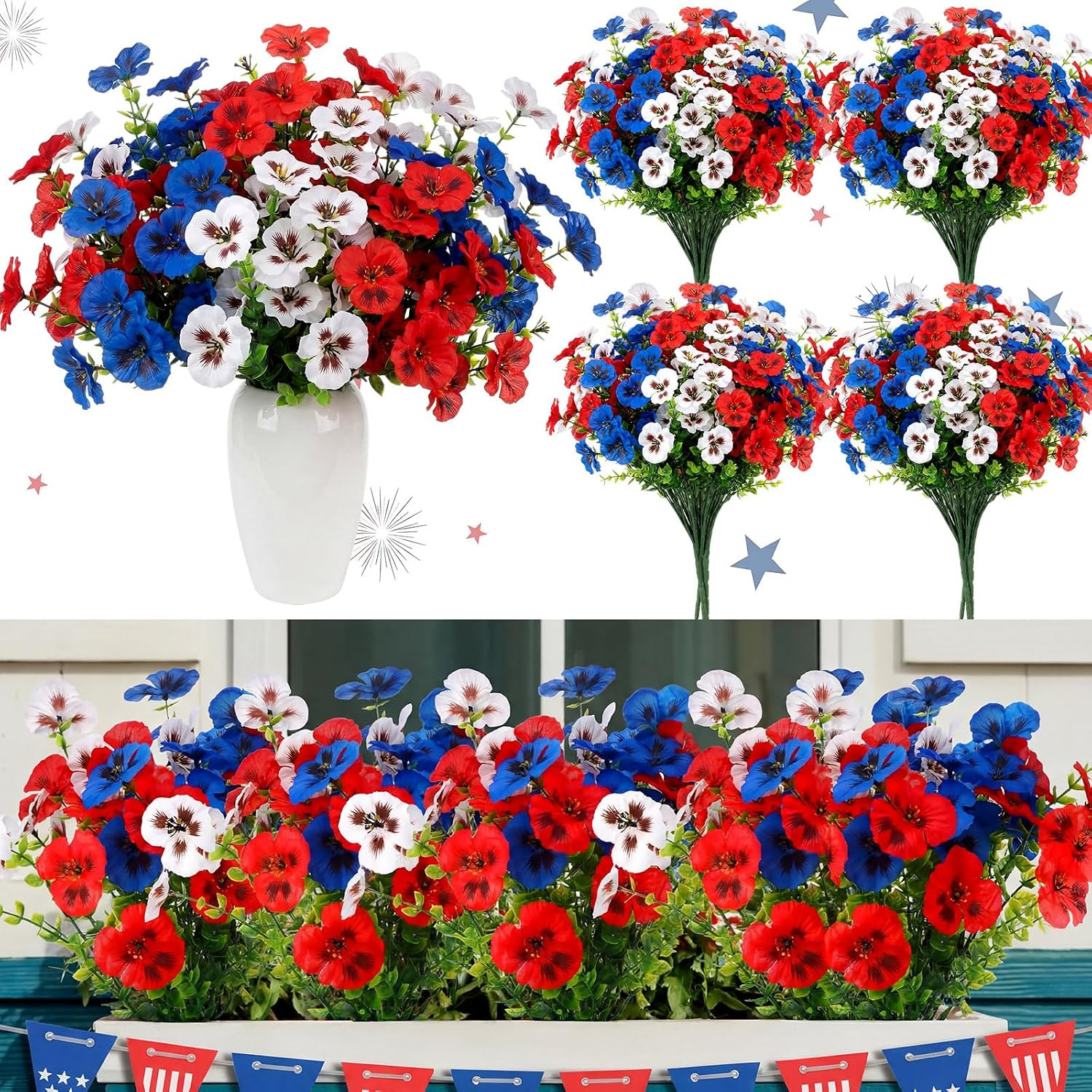 24 Pcs UV Resistant Fall Pansy Flower Picks for Home & Outdoor Decor