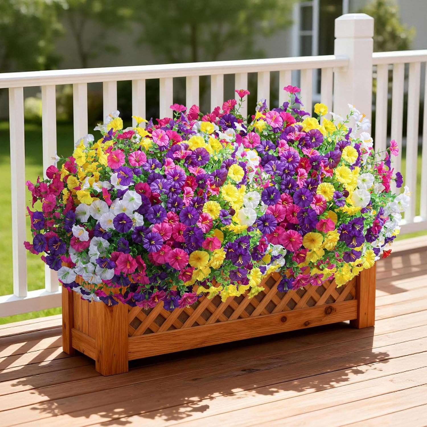 24 Bundles Artificial Flowers for Outdoors Faux Plants Summer Outdoor Decoration