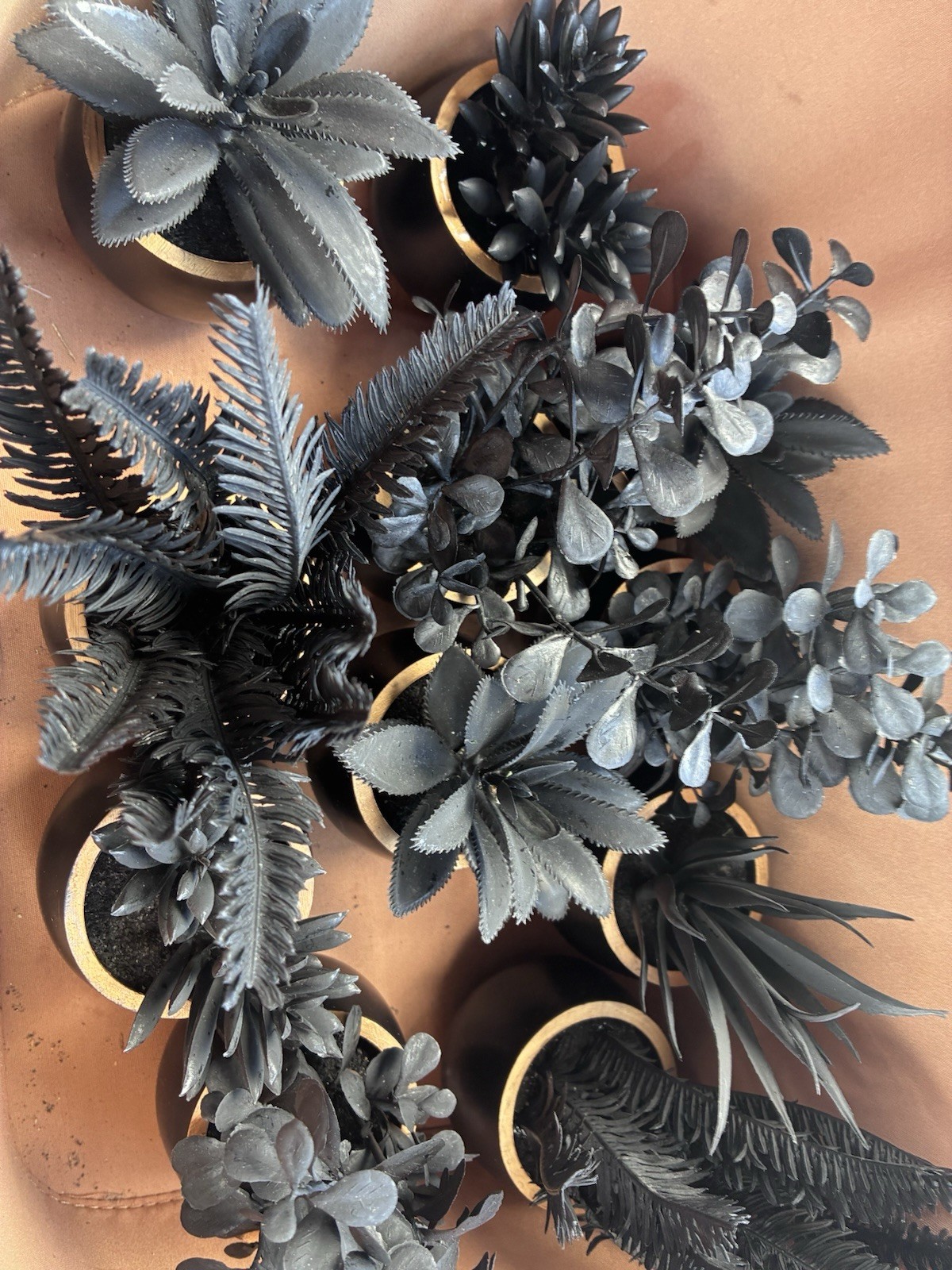 Artificial Succulent Decor Picks Assorted Lot Small Black Pots Plastic