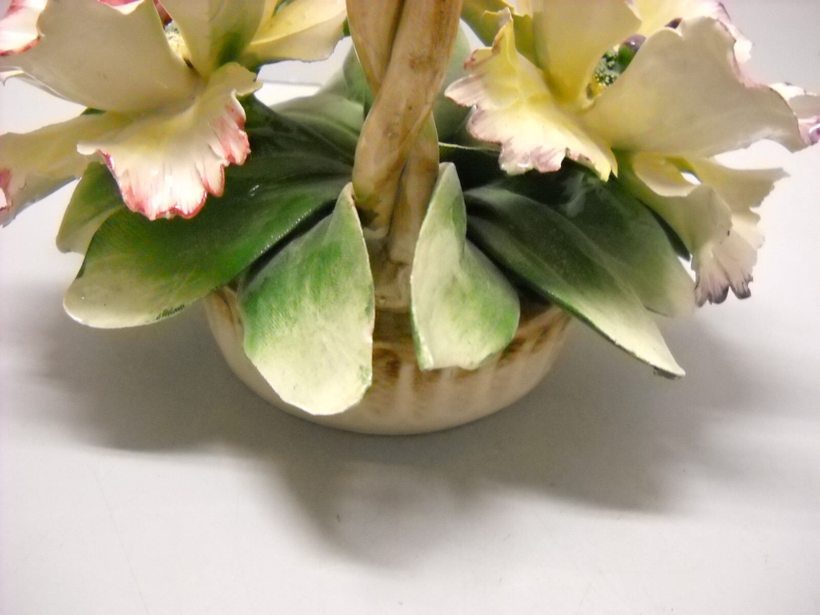 VINTAGE Capodimonte Porcelain Flower Basket Centerpiece Made in ITALY