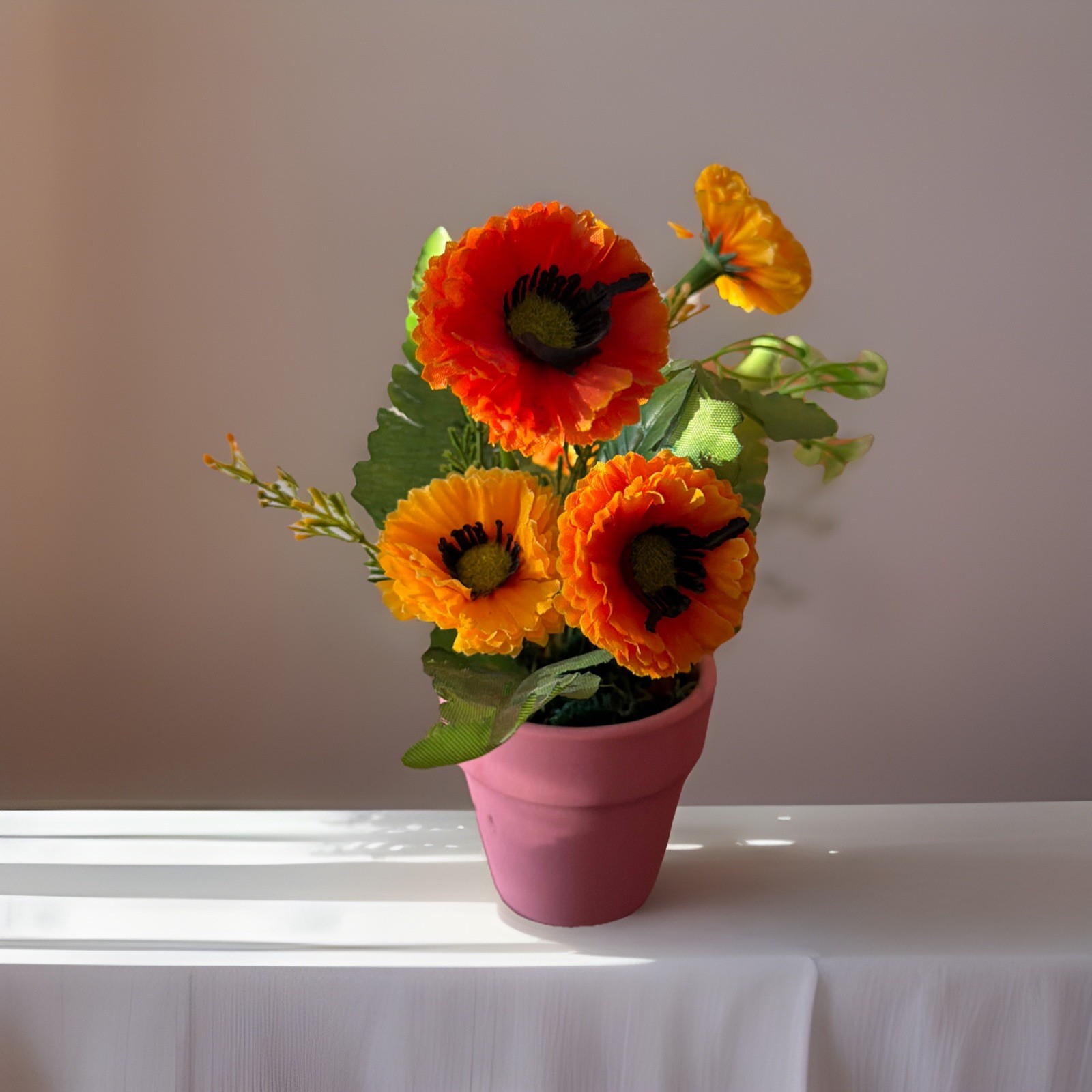 Artificial Daisy Flowers in Clay Pot