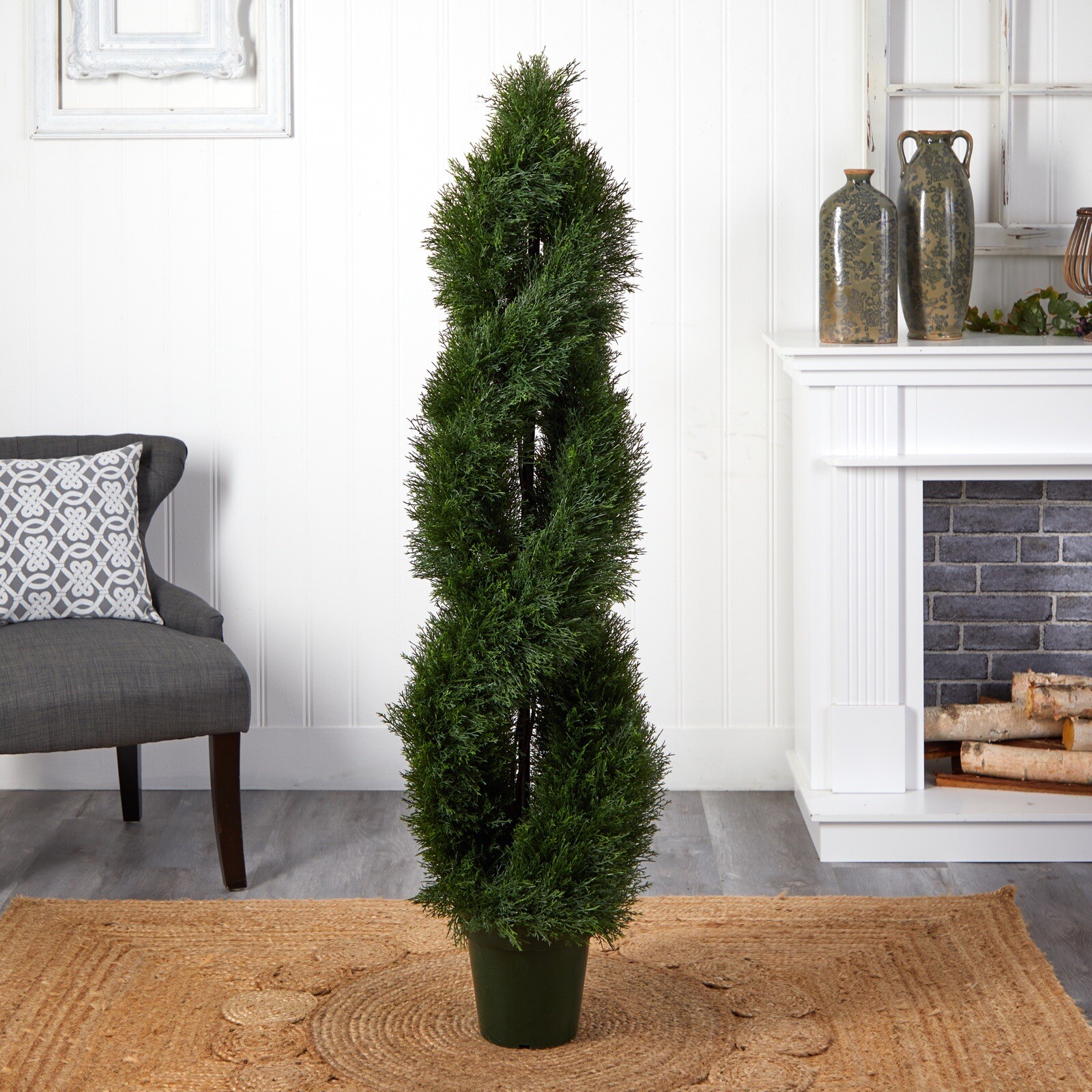 5’ Artificial Cedar Cypress Spiral Topiary Tree UV (Indoor/Outdoor).Retail $332