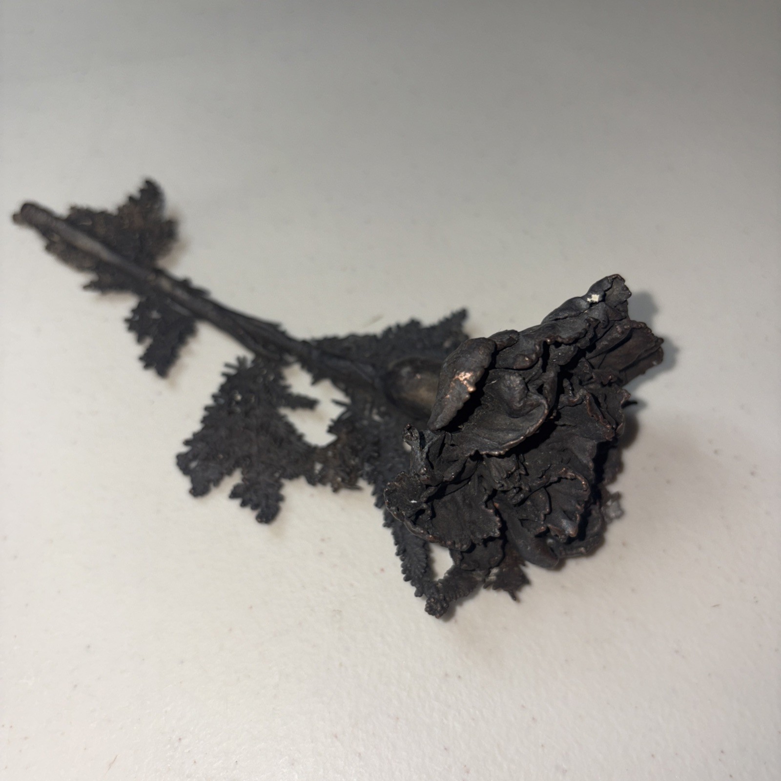 Hand Forged Rustic Metal Carnation Sculpture – Vintage Iron Flower Art