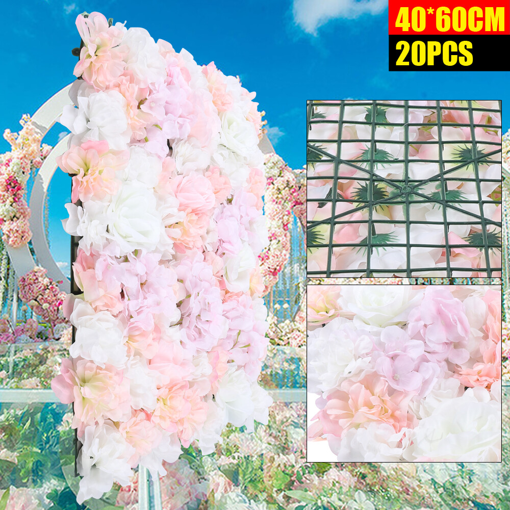 60x40cm Silk Rose Artificial Flower Wall Panel Wedding Party Backdrop Decoration
