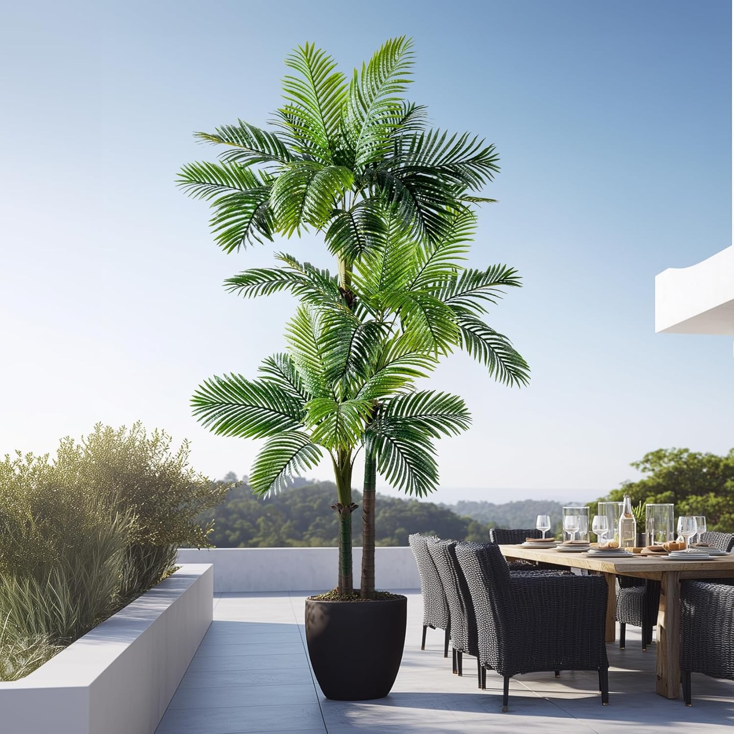 9.1FT Artificial Phoenix Palm Tree Fake Plant Indoor Outdoor Large 30 Leaves