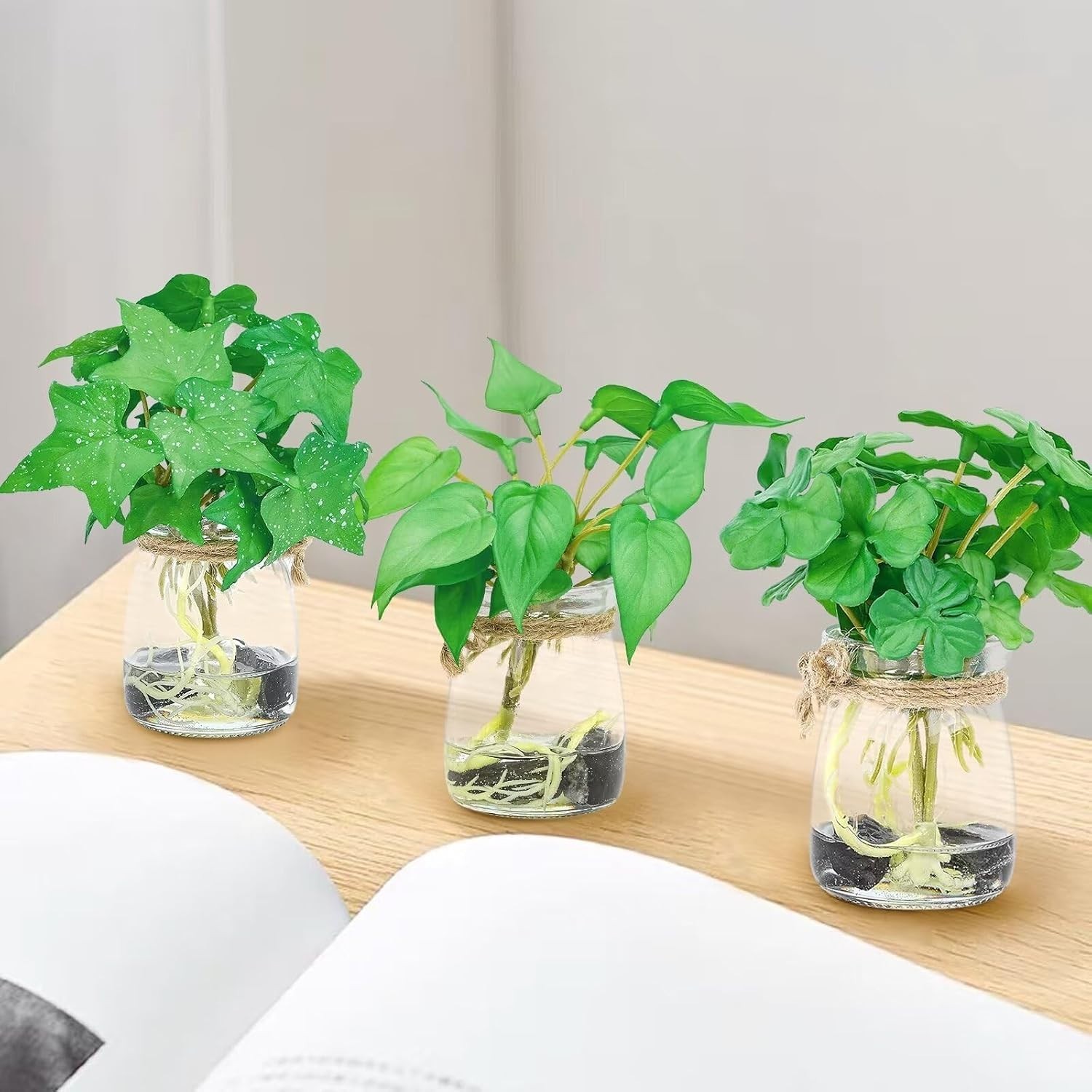 3 Pack Small Potted Plants with Faux Water, Real Touch Leaves Fake Plants in …