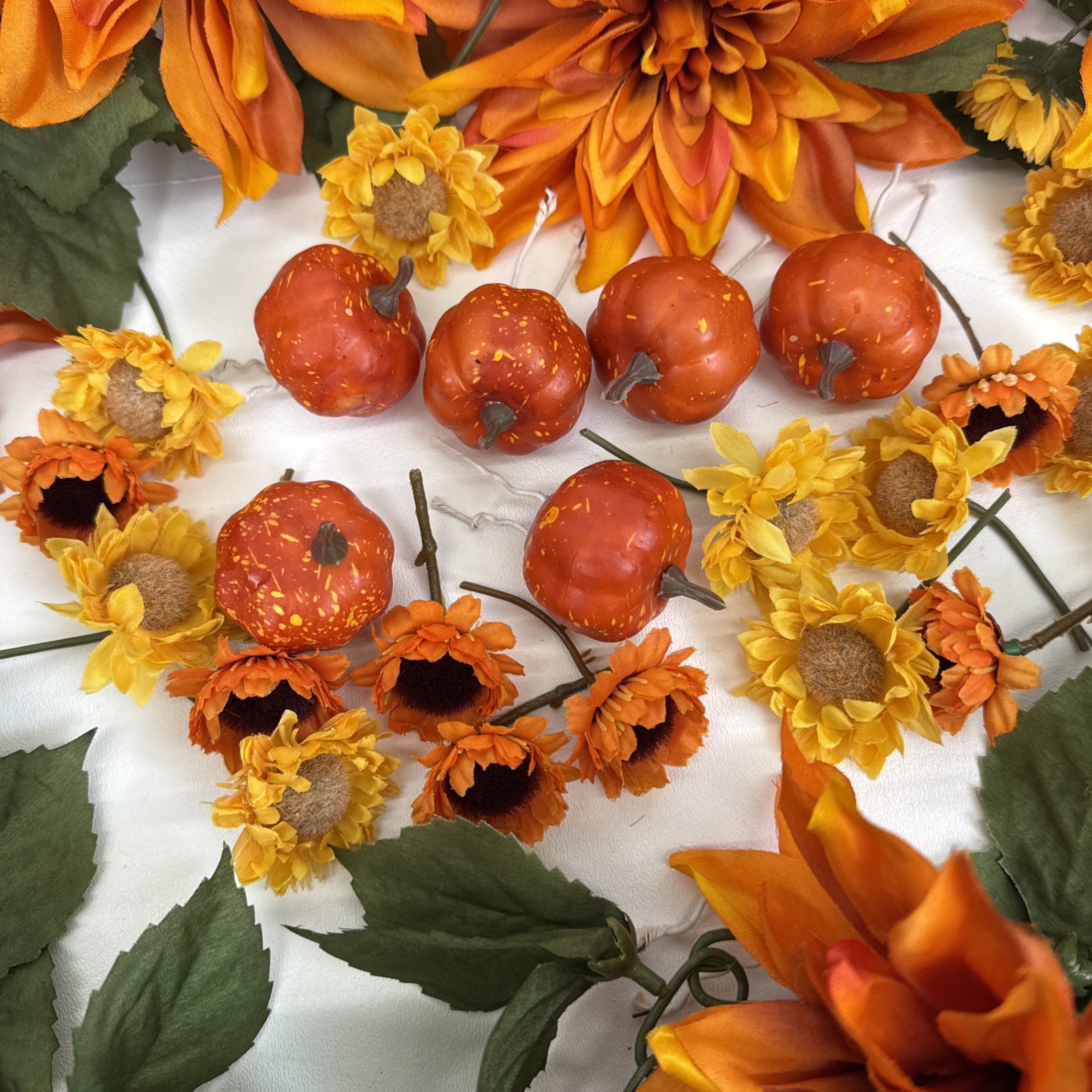 Bloom Room Fall Floral Dahlia Garland 72″ & Mini Pumpkins Daisies Sunflowers