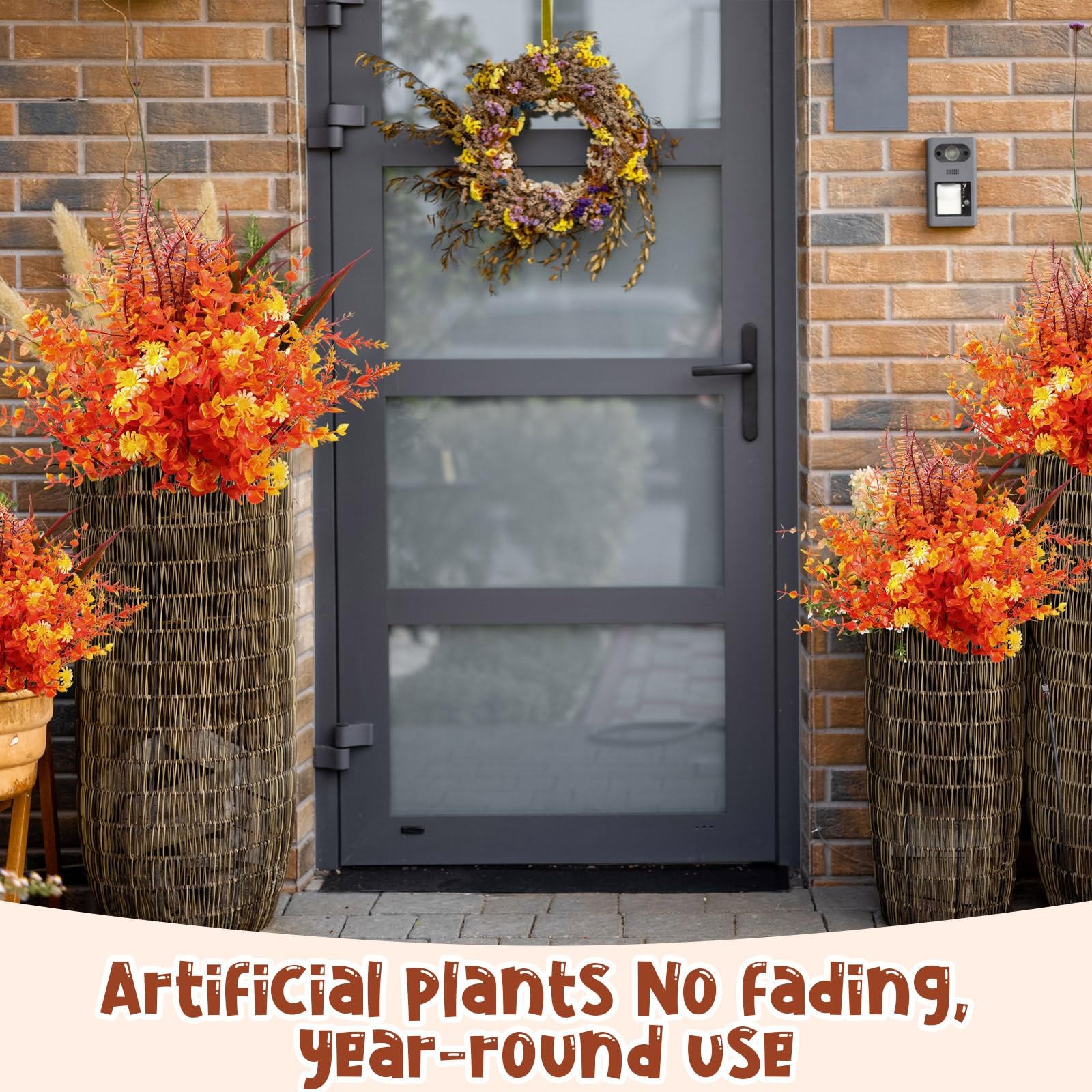 22 Bundles Artificial Fall Flowers for Outdoor Decoration, 9 Styles Autumn Th…