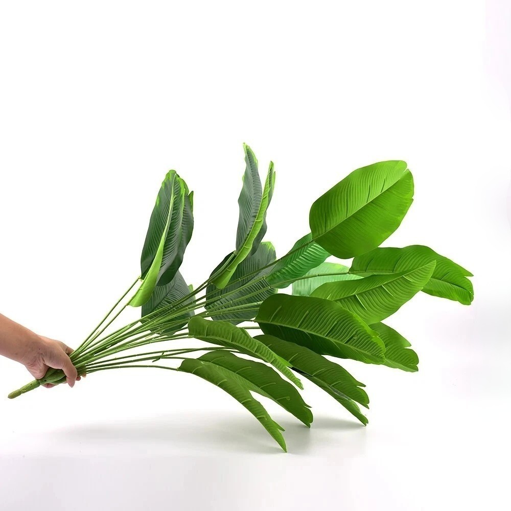 1 pc Green Leaves Potted Artificial Plant Large Banana Tree plastic fake Décor