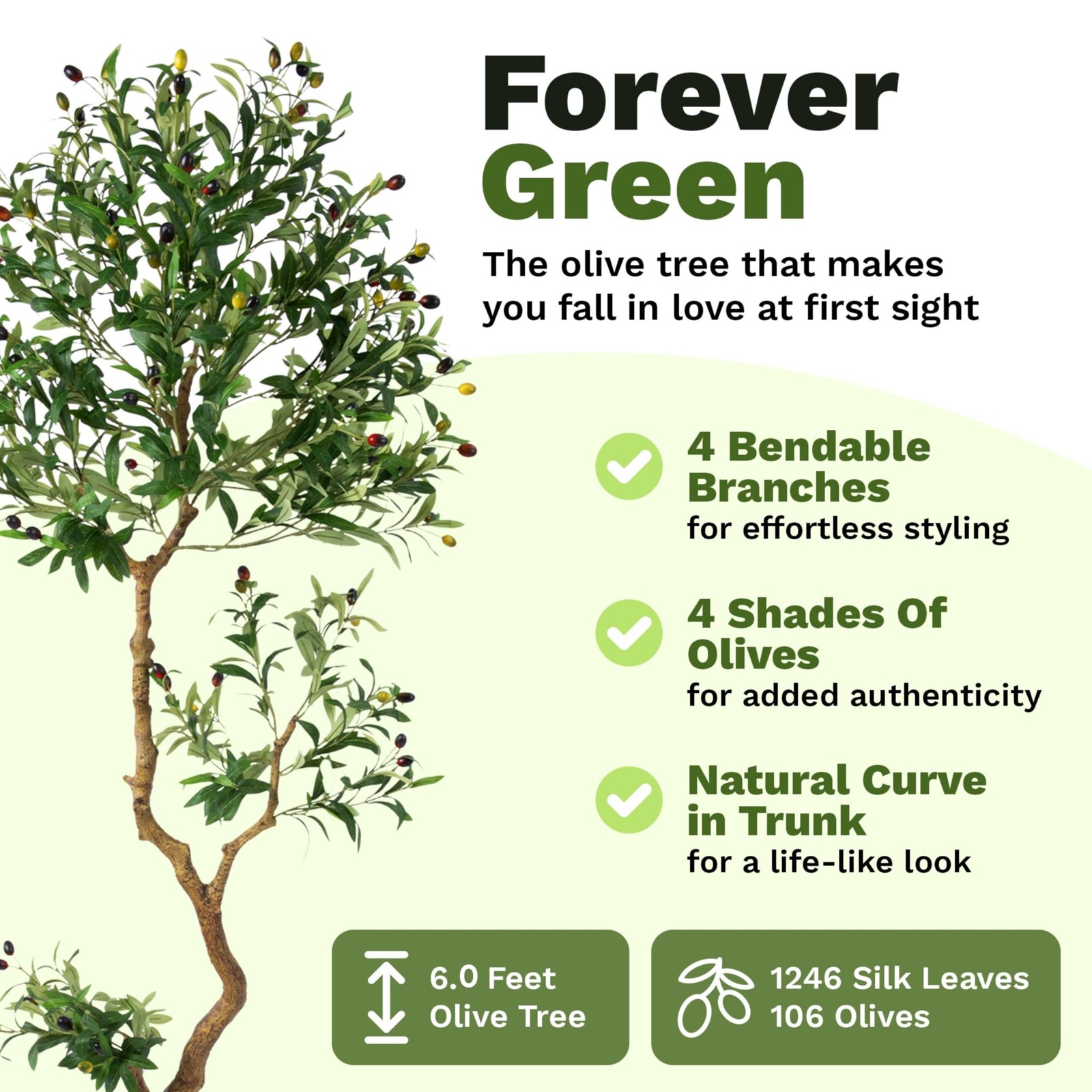 Fake Olive Tree 6.0 Feet – Artificial Plants Indoor, Faux Olive Tree, Fake Tr…
