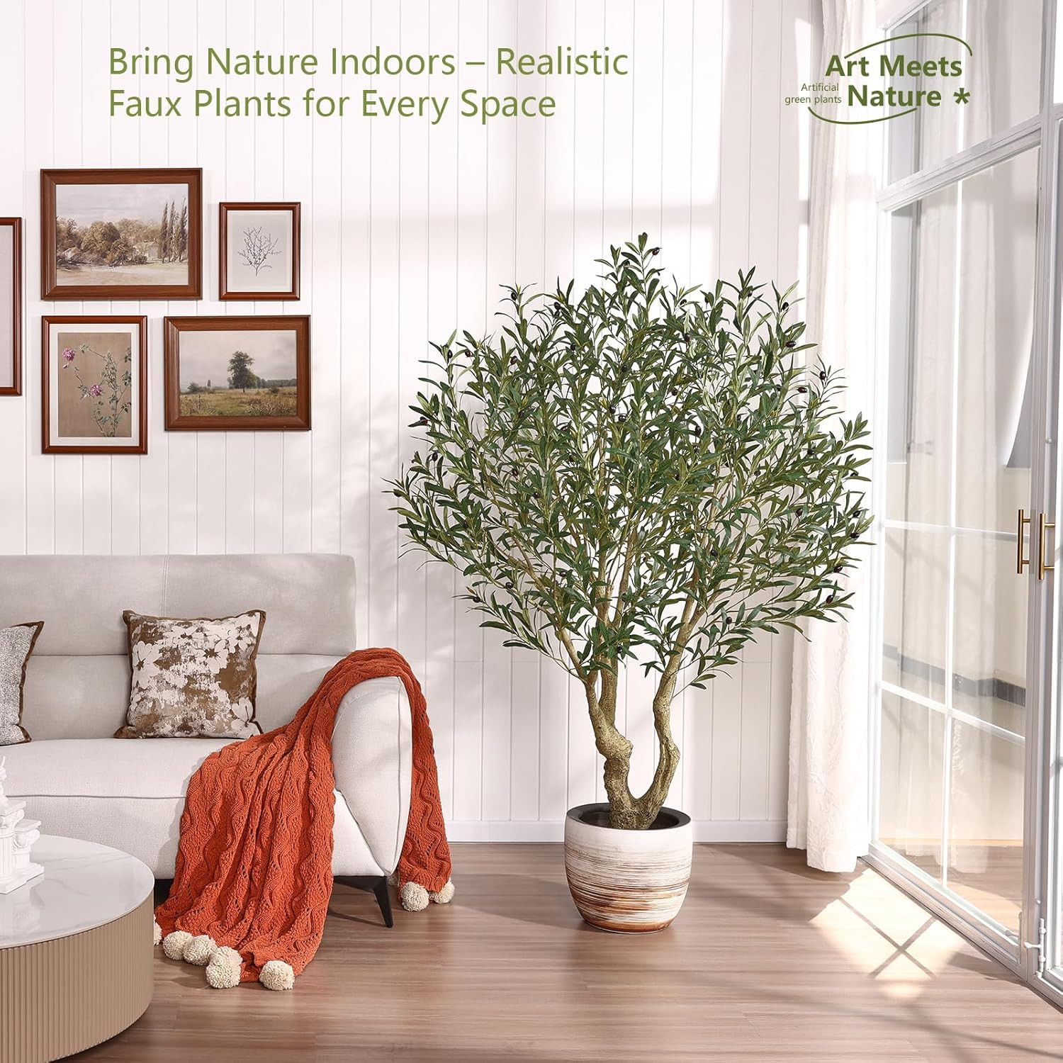 Olive Tree Artificial Indoor 6Ft – UV Resistant Large Fake Plants Realistic Faux