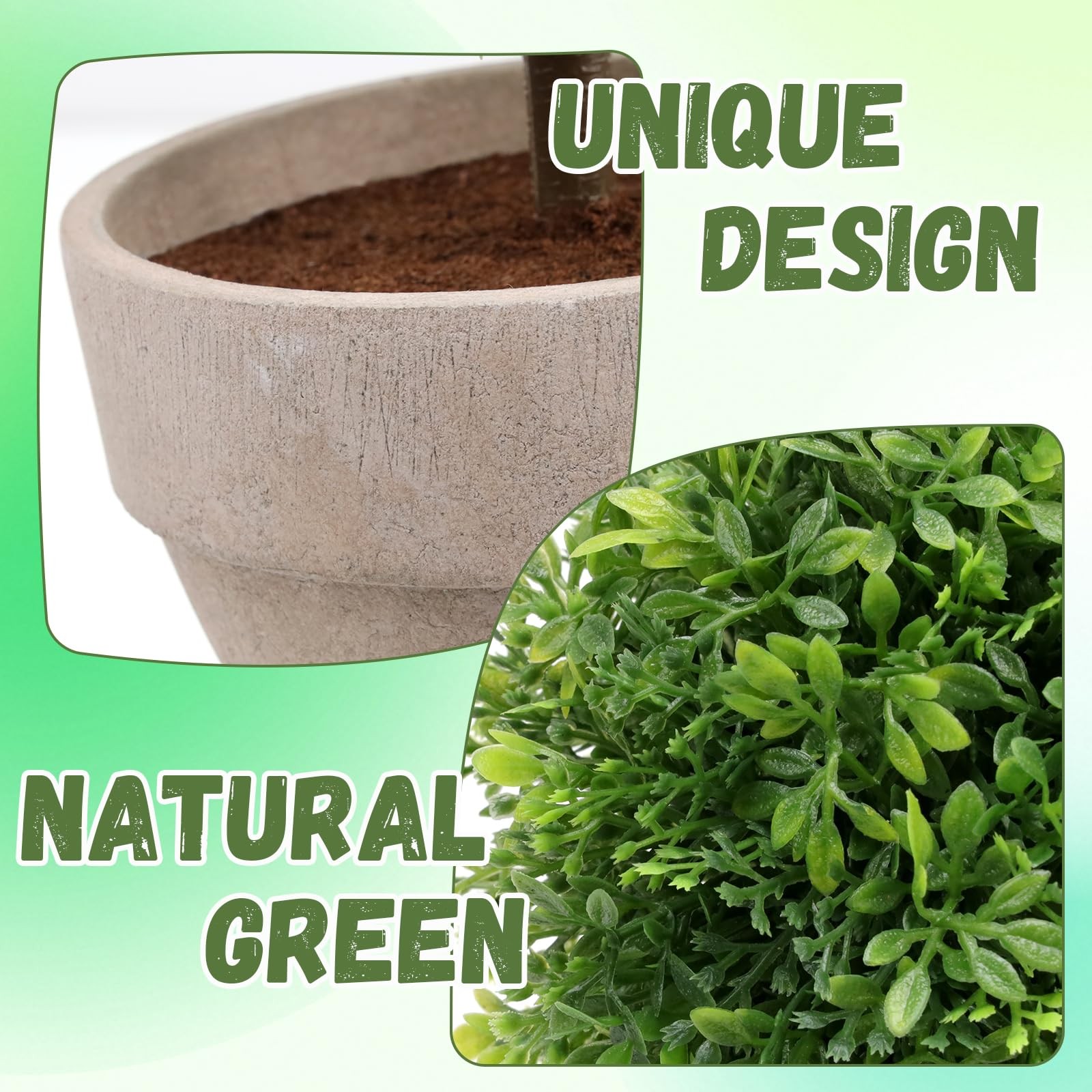 10.8 Inch Artificial Topiary Potted Boxwood Plant Fake Ball Tree Home Ornament
