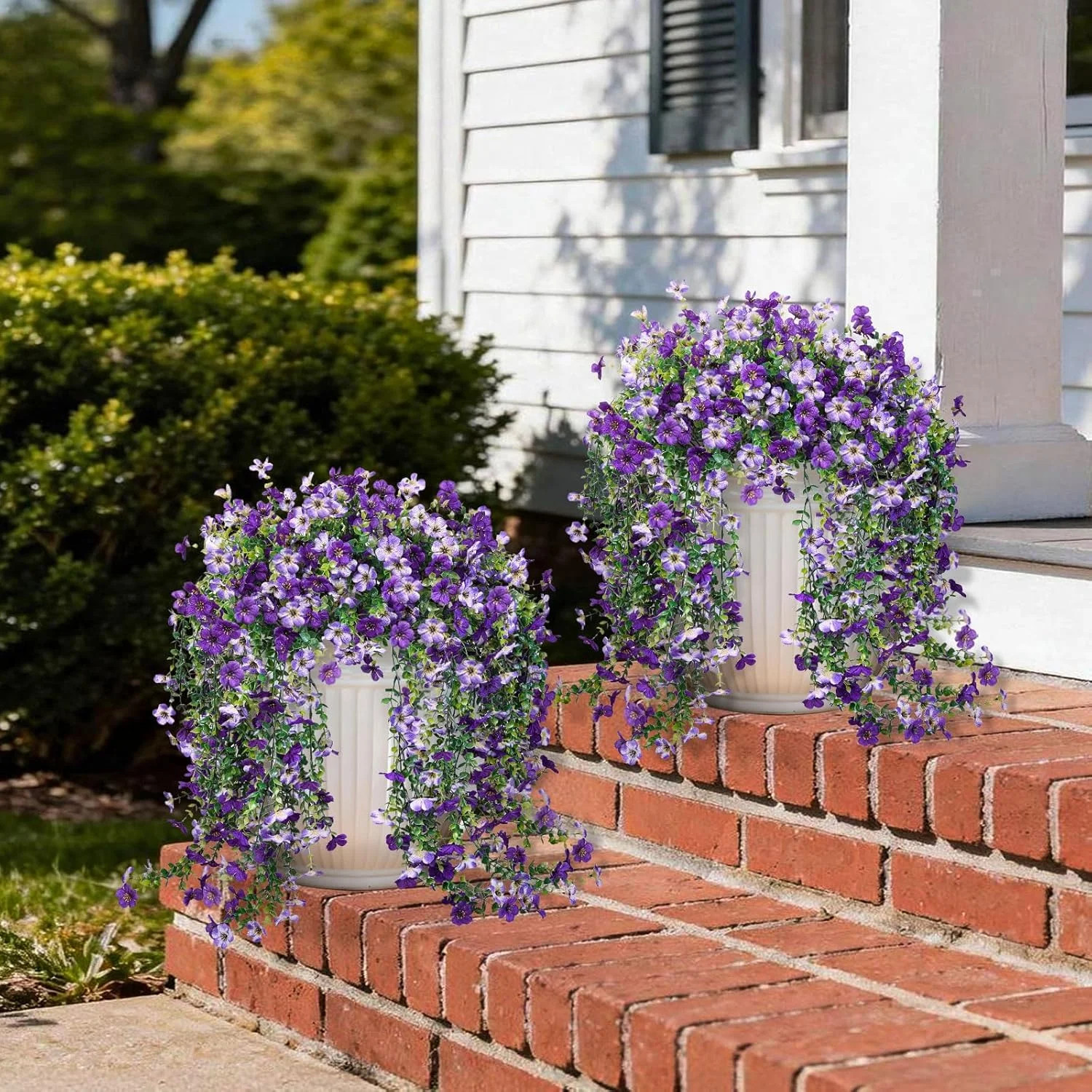 Artificial Hanging Flowers for Outdoors Faux Plants Spring Porch Decor 2 Pcs